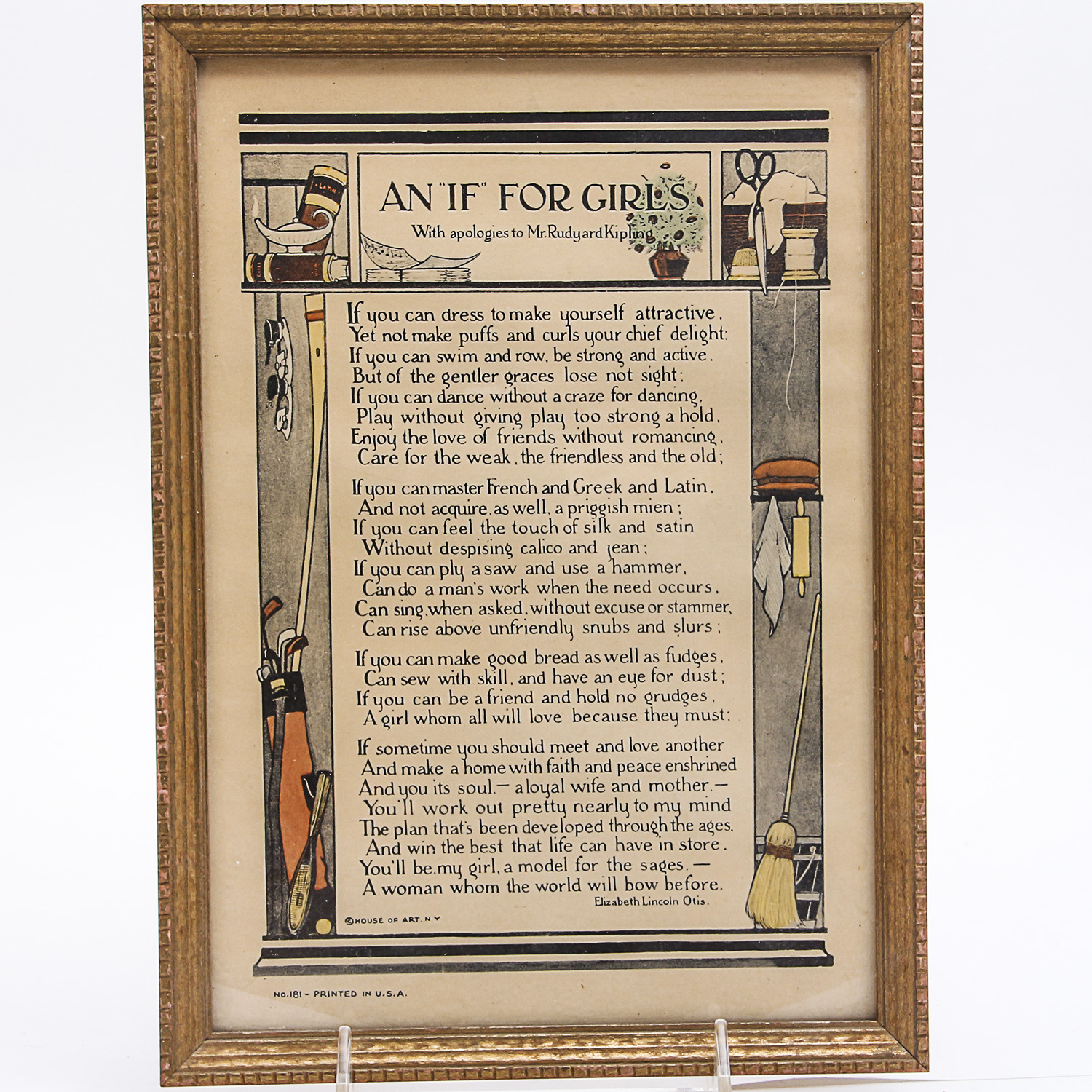 Framed Vintage "An "If" For Girls" Print