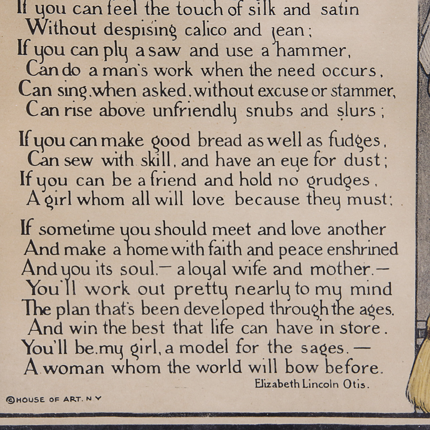 Framed Vintage "An "If" For Girls" Print