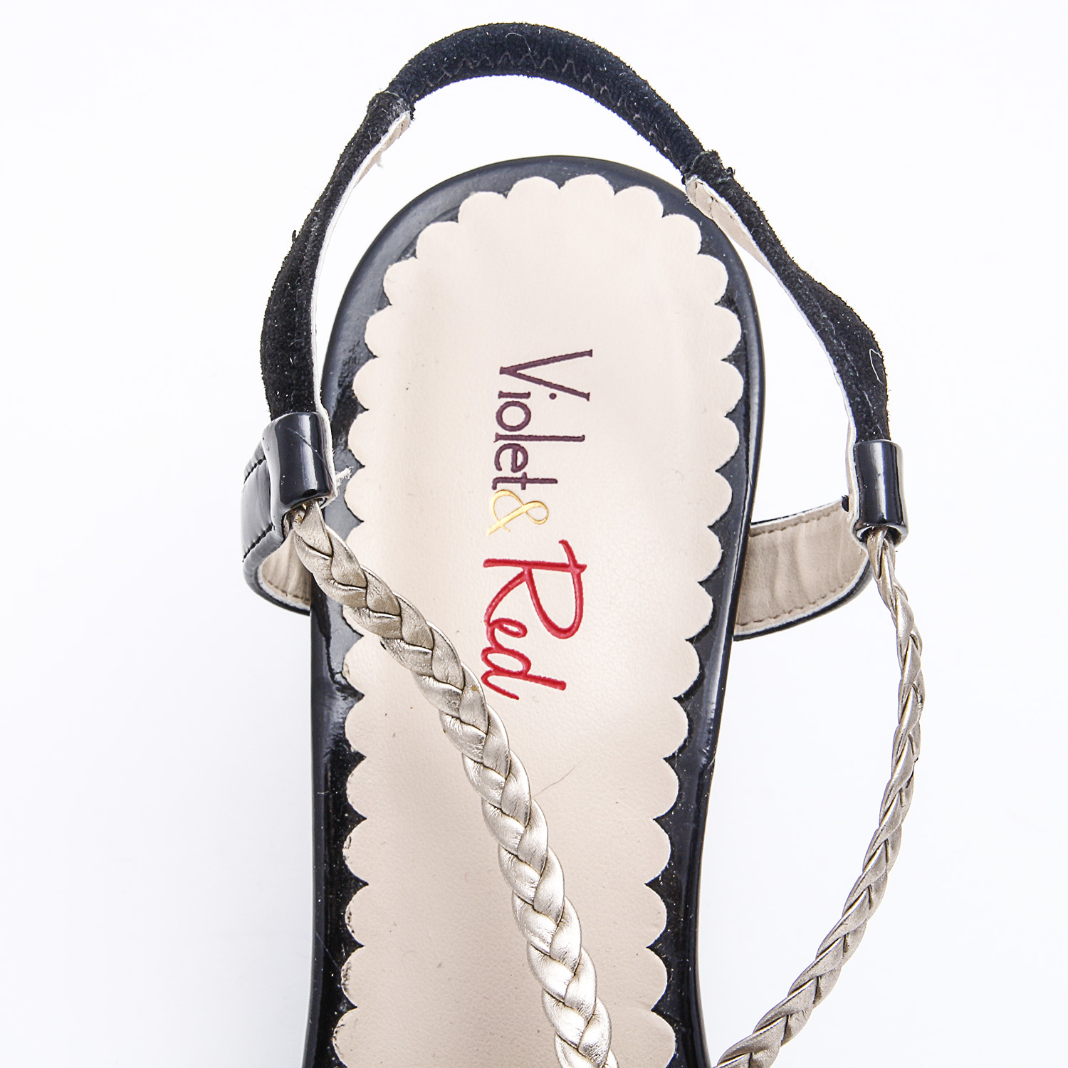 Pair of Violet & Red Leather and Suede Heels