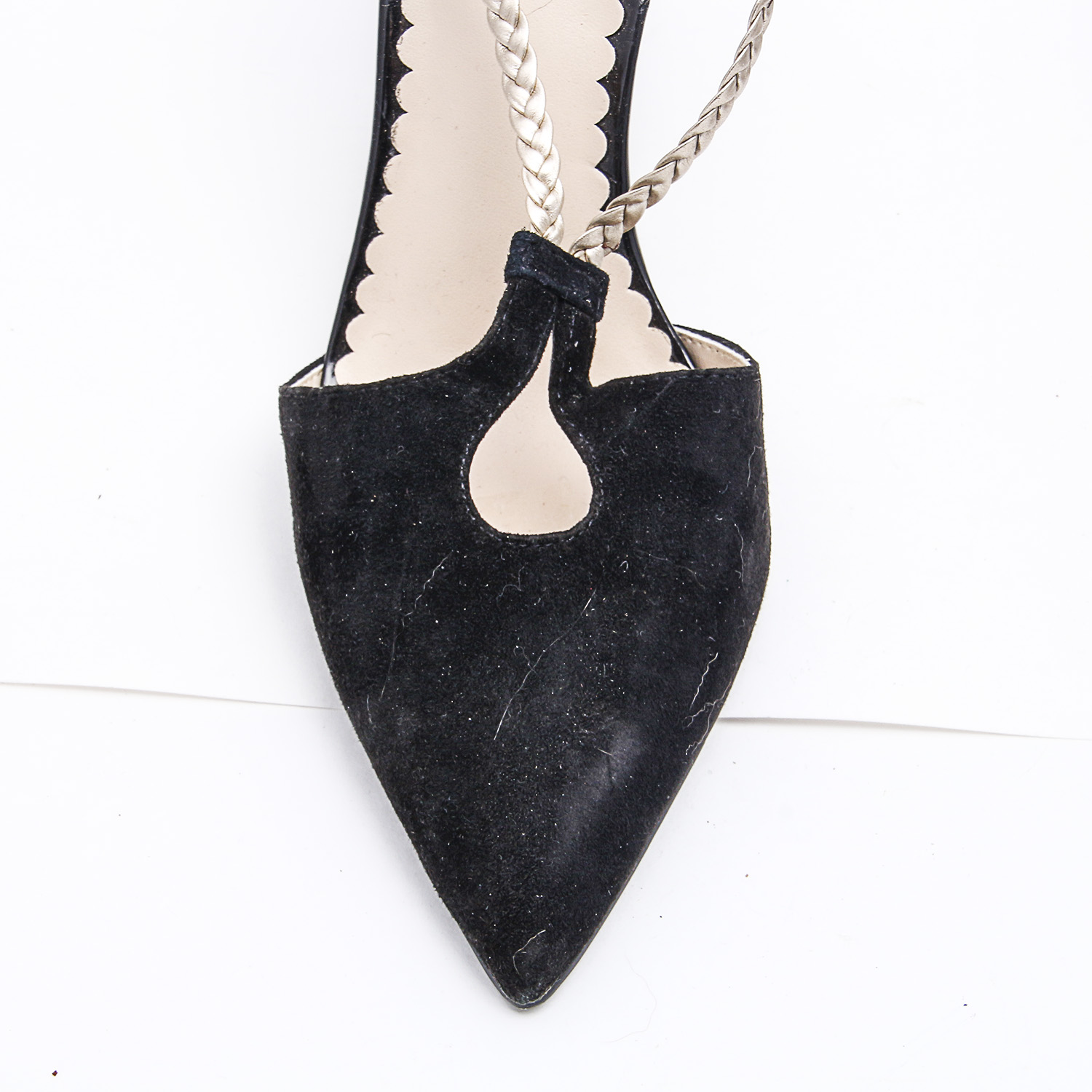 Pair of Violet & Red Leather and Suede Heels