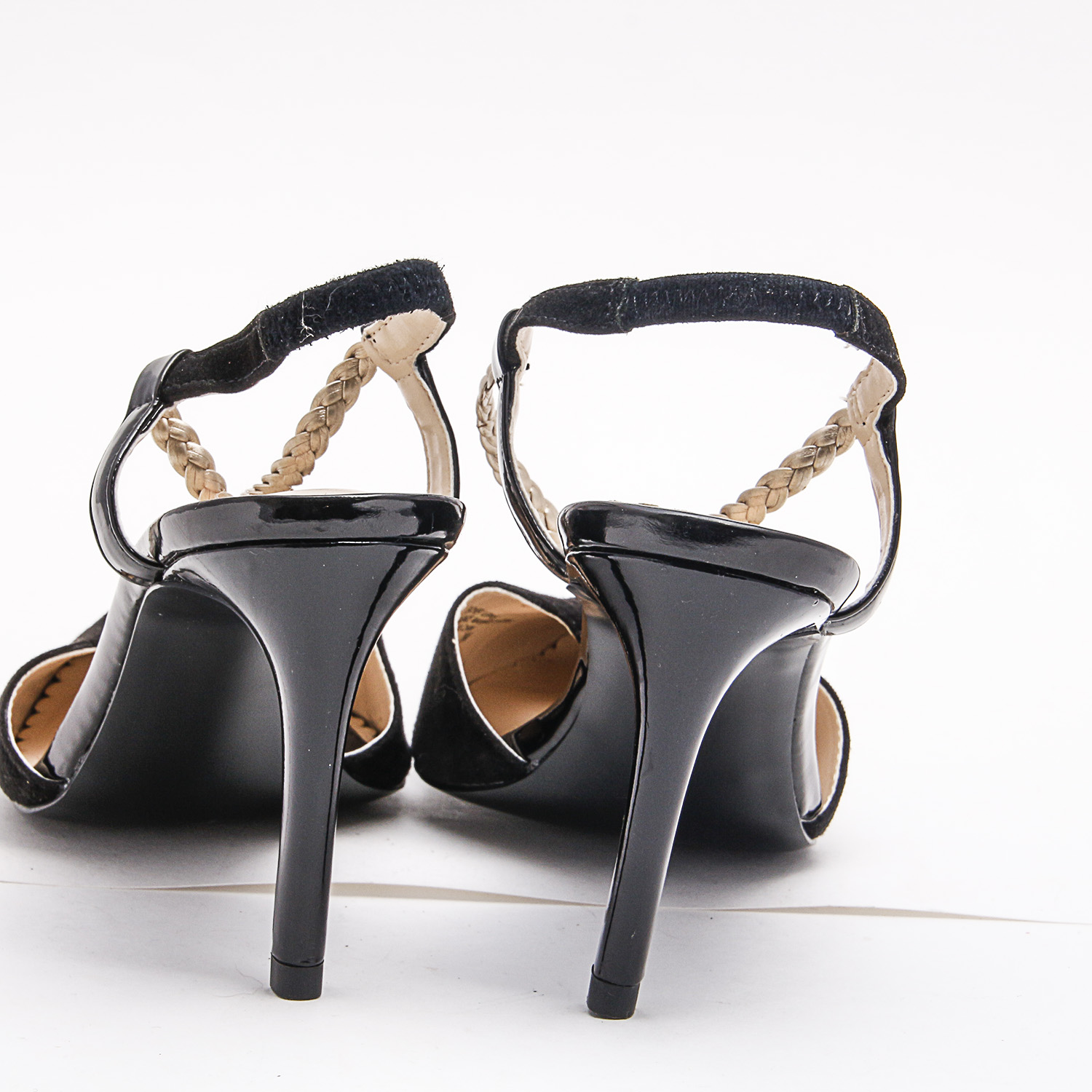 Pair of Violet & Red Leather and Suede Heels