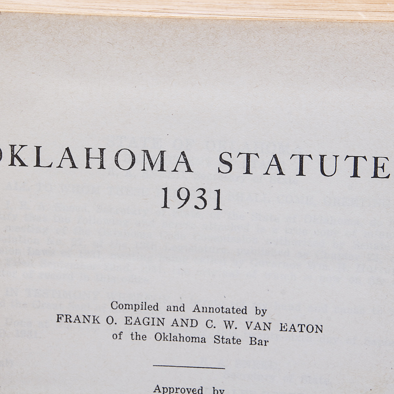 Vintage "Oklahoma Statutes 1931" Book Volume I