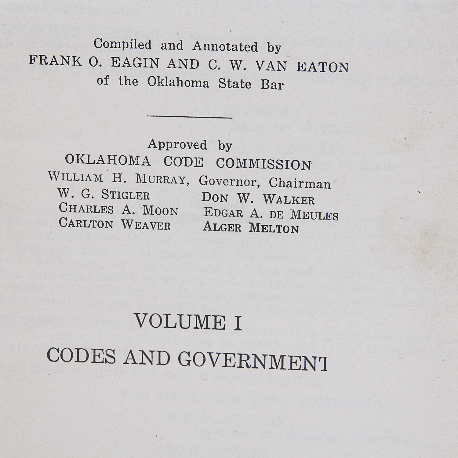 Vintage "Oklahoma Statutes 1931" Book Volume I