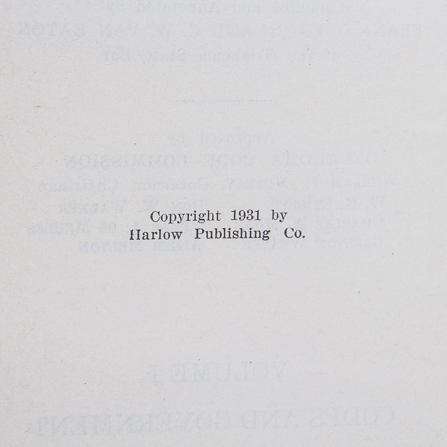 Vintage "Oklahoma Statutes 1931" Book Volume I