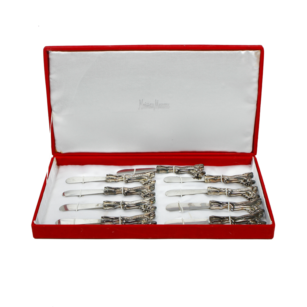 Neiman Marcus Santa's Reindeer Silver Plate Knives