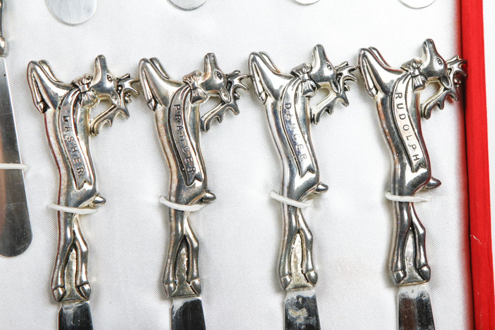 Neiman Marcus Santa's Reindeer Silver Plate Knives