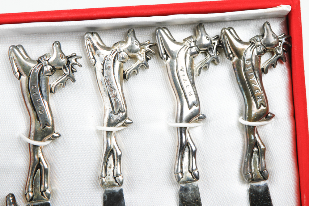 Neiman Marcus Santa's Reindeer Silver Plate Knives