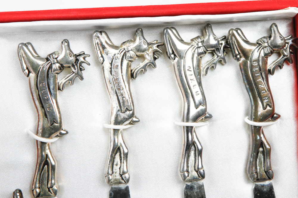 Neiman Marcus Santa's Reindeer Silver Plate Knives