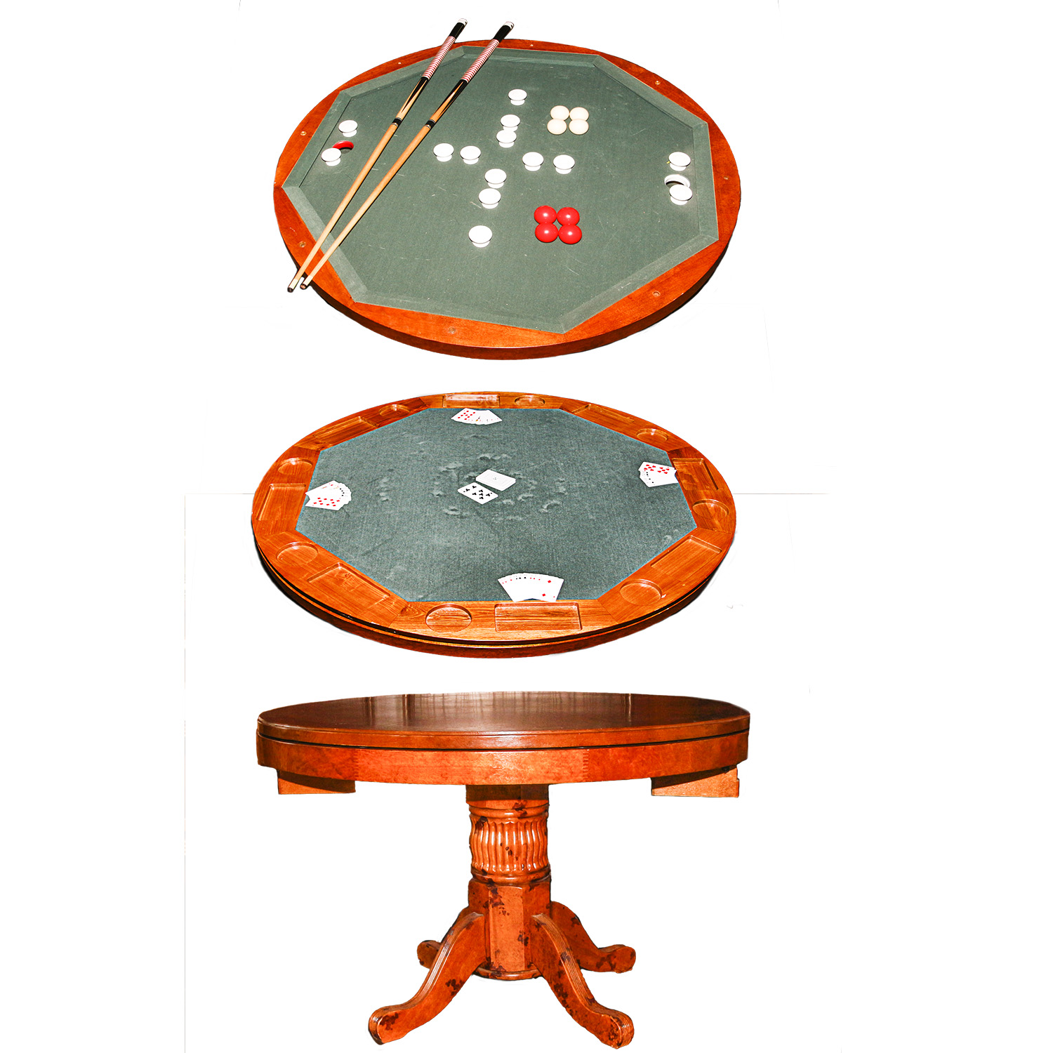 Wooden Poker and Bumper Pool Game Table