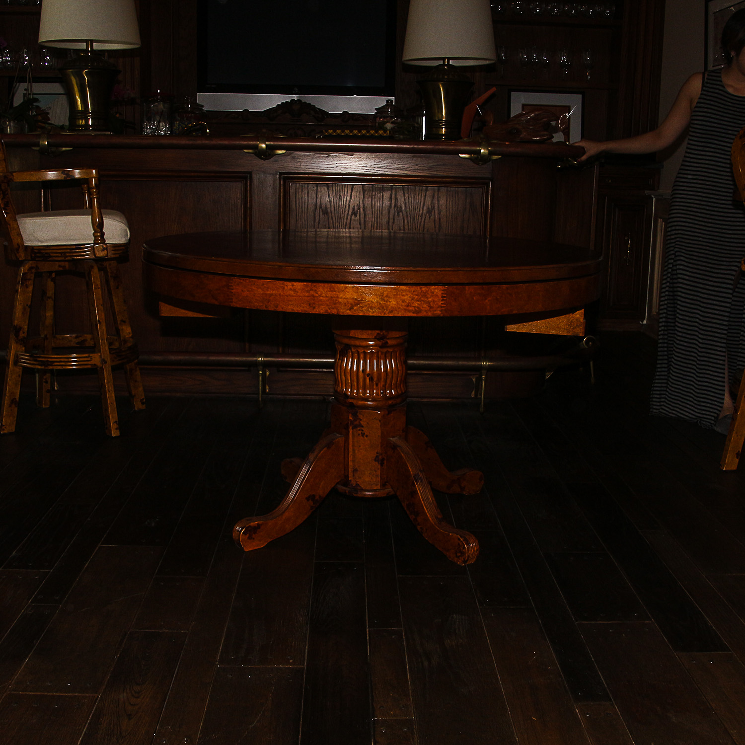 Wooden Poker and Bumper Pool Game Table