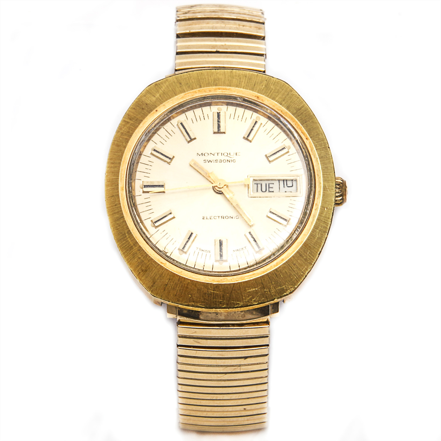 18K Gold Electroplated Montique Swissonic Electronic Watch