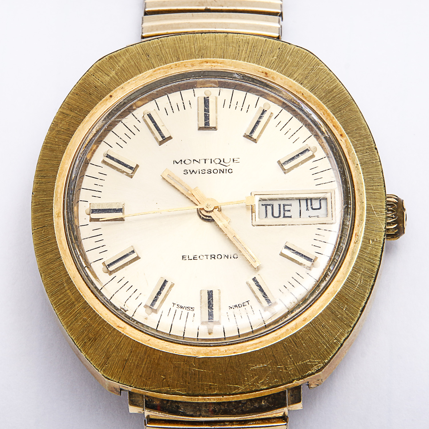 18K Gold Electroplated Montique Swissonic Electronic Watch