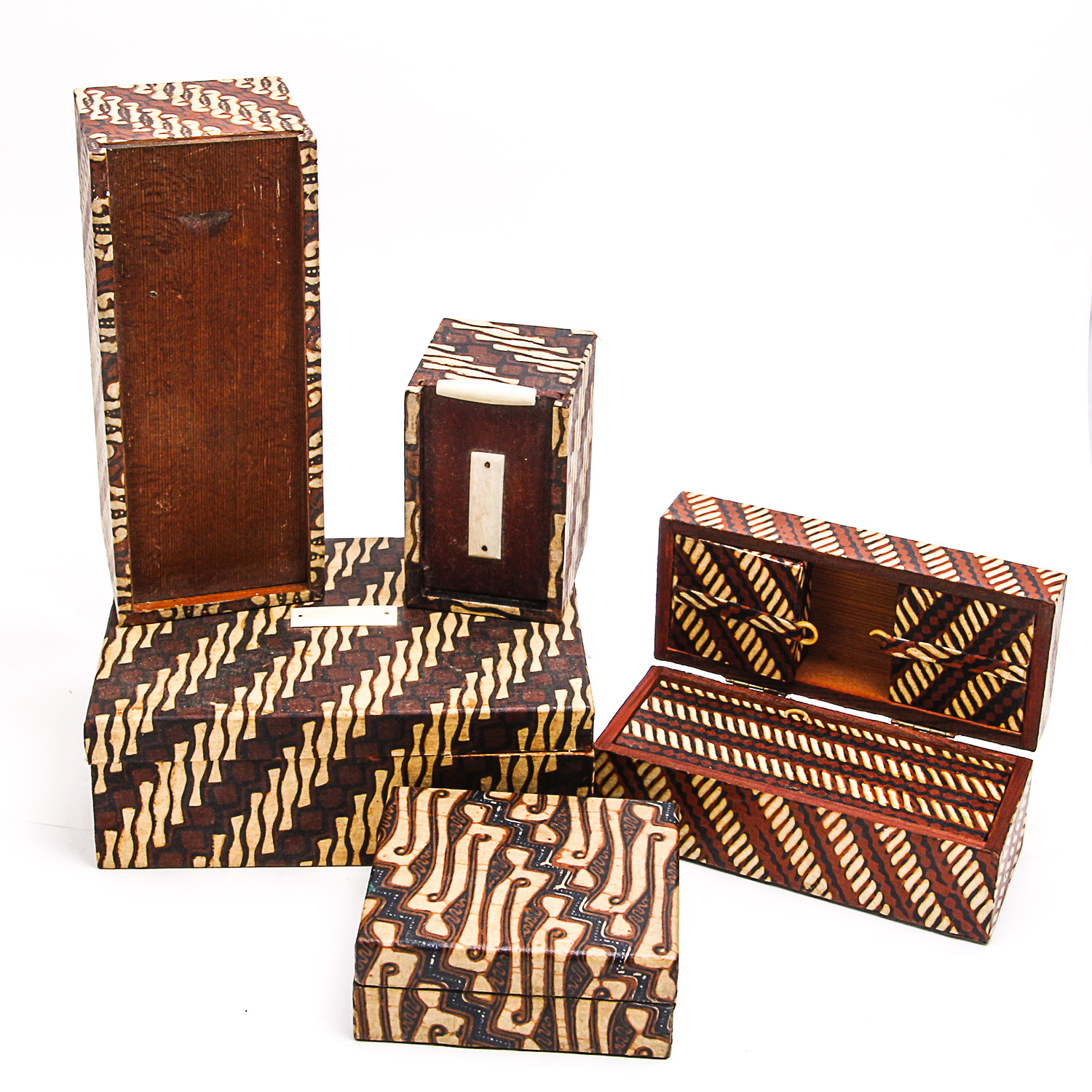 Collection of African Boxes Wrapped in Bark Paper