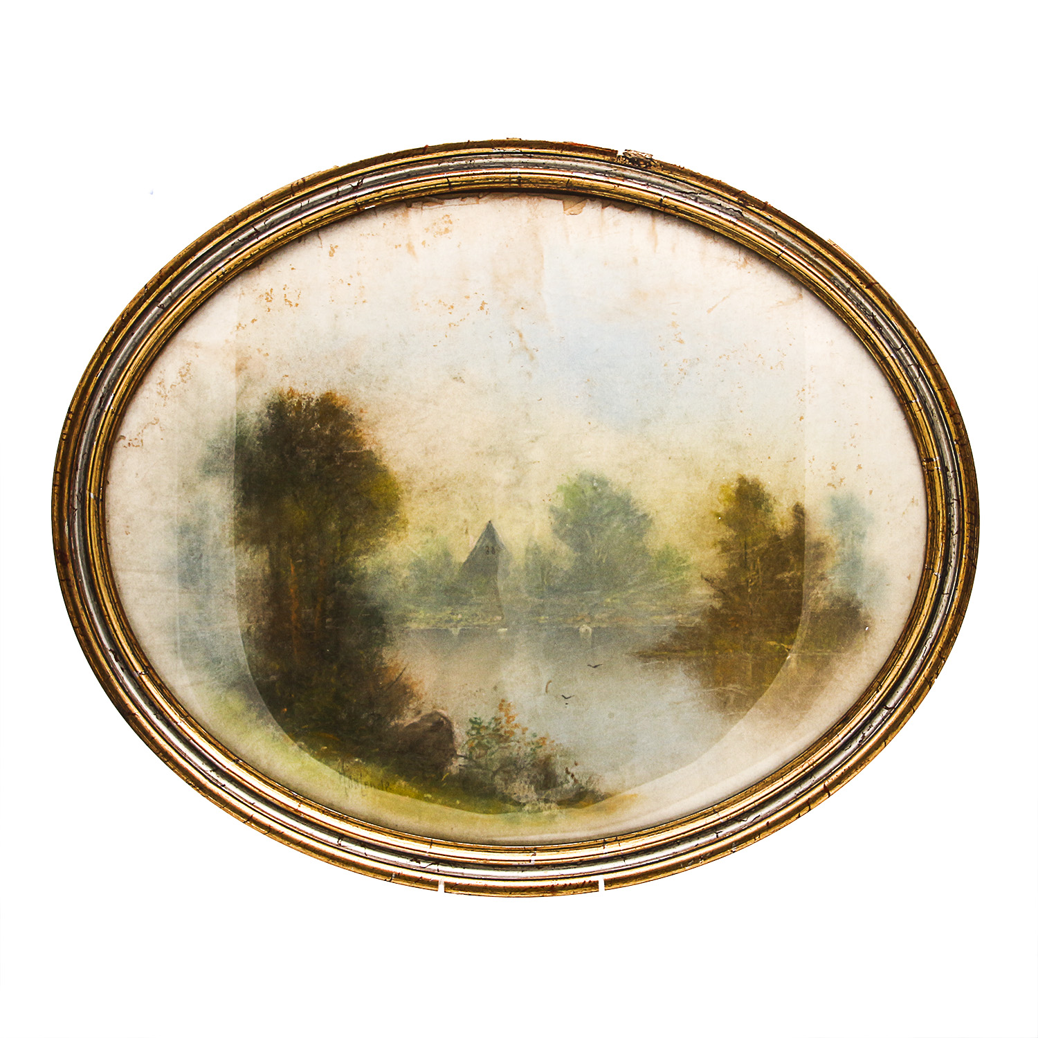 Antique Signed Original Chalk Pastel Landscape