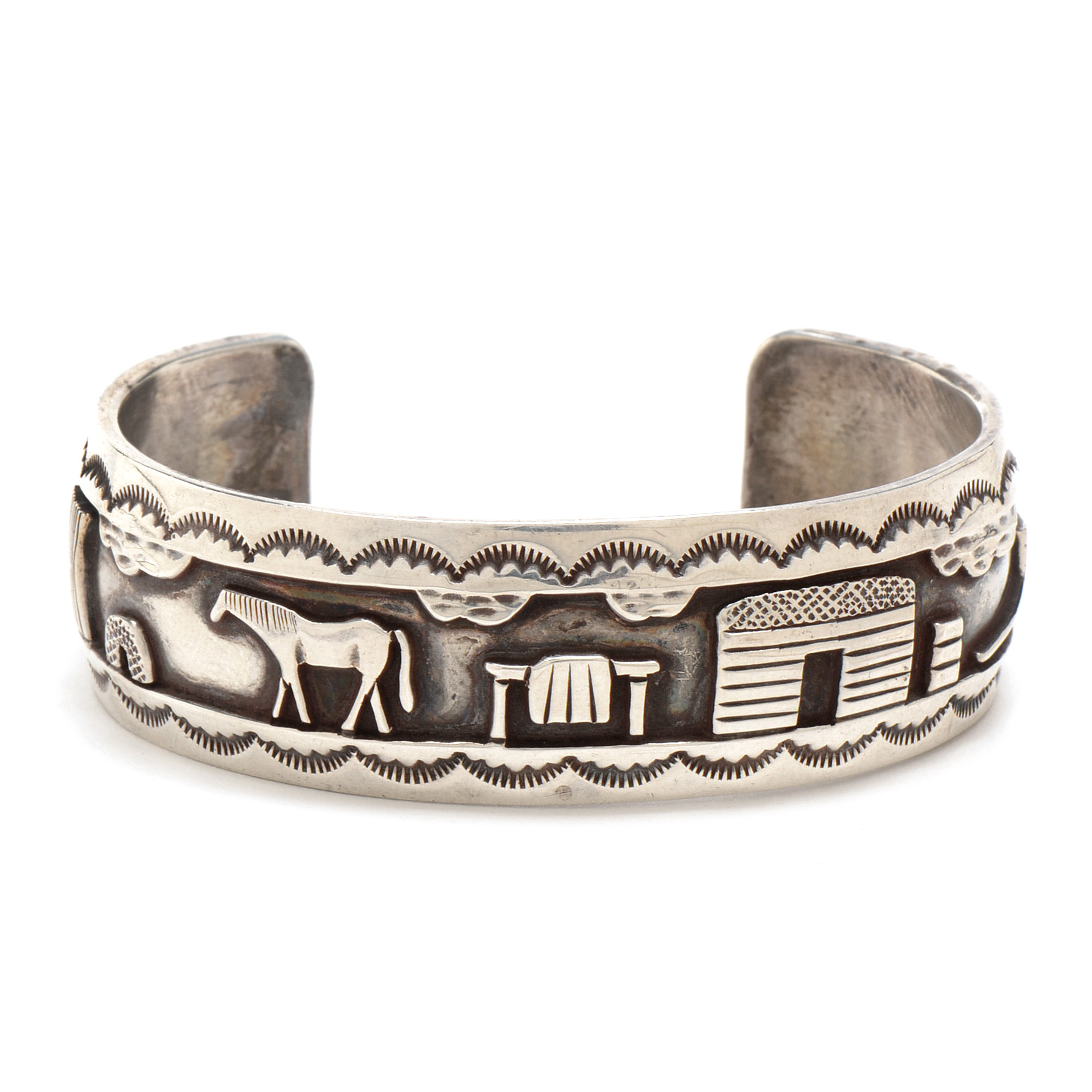R.H. Begay Native American Navajo Sterling Storyteller Cuff