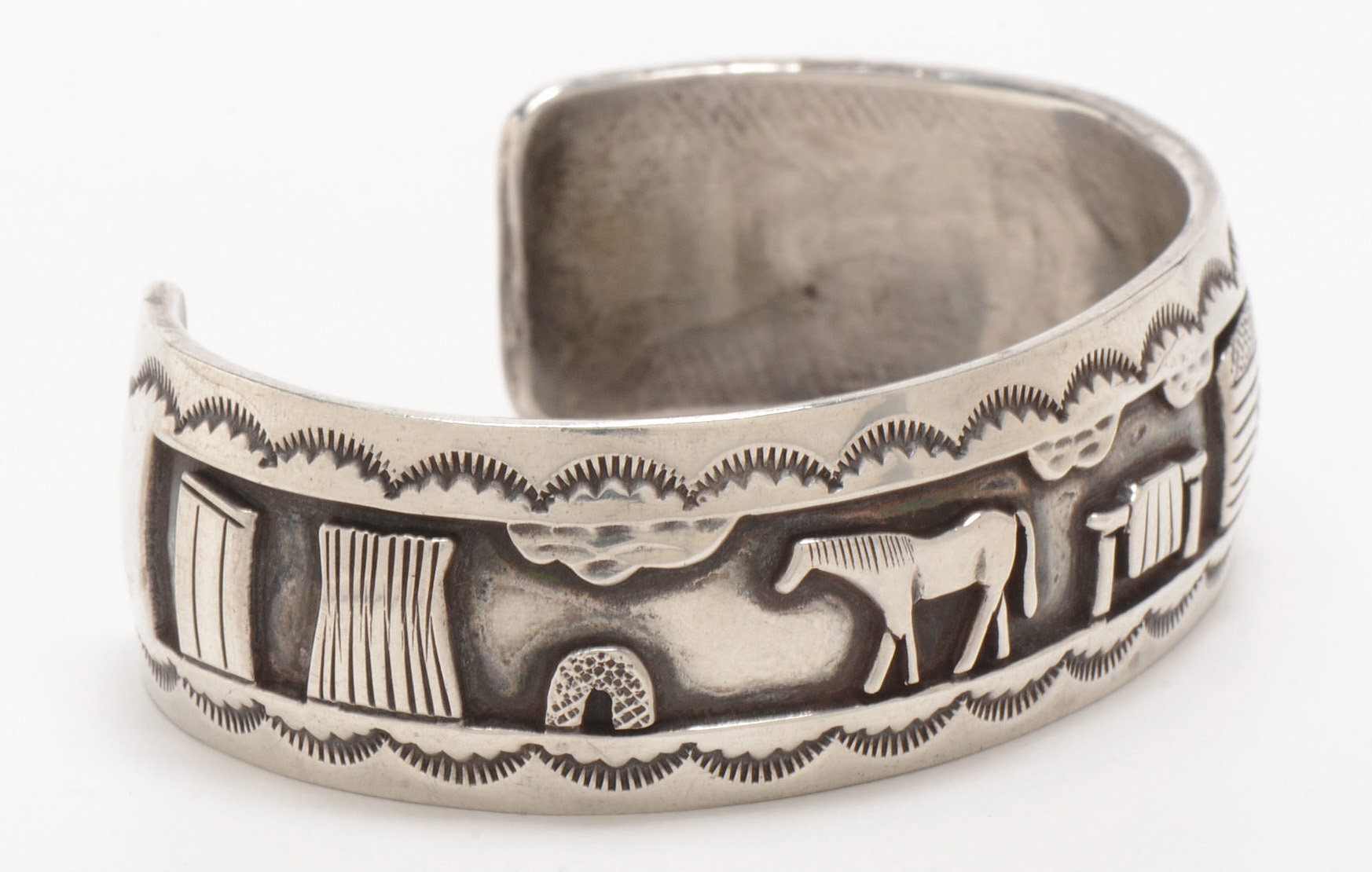 R.H. Begay Native American Navajo Sterling Storyteller Cuff
