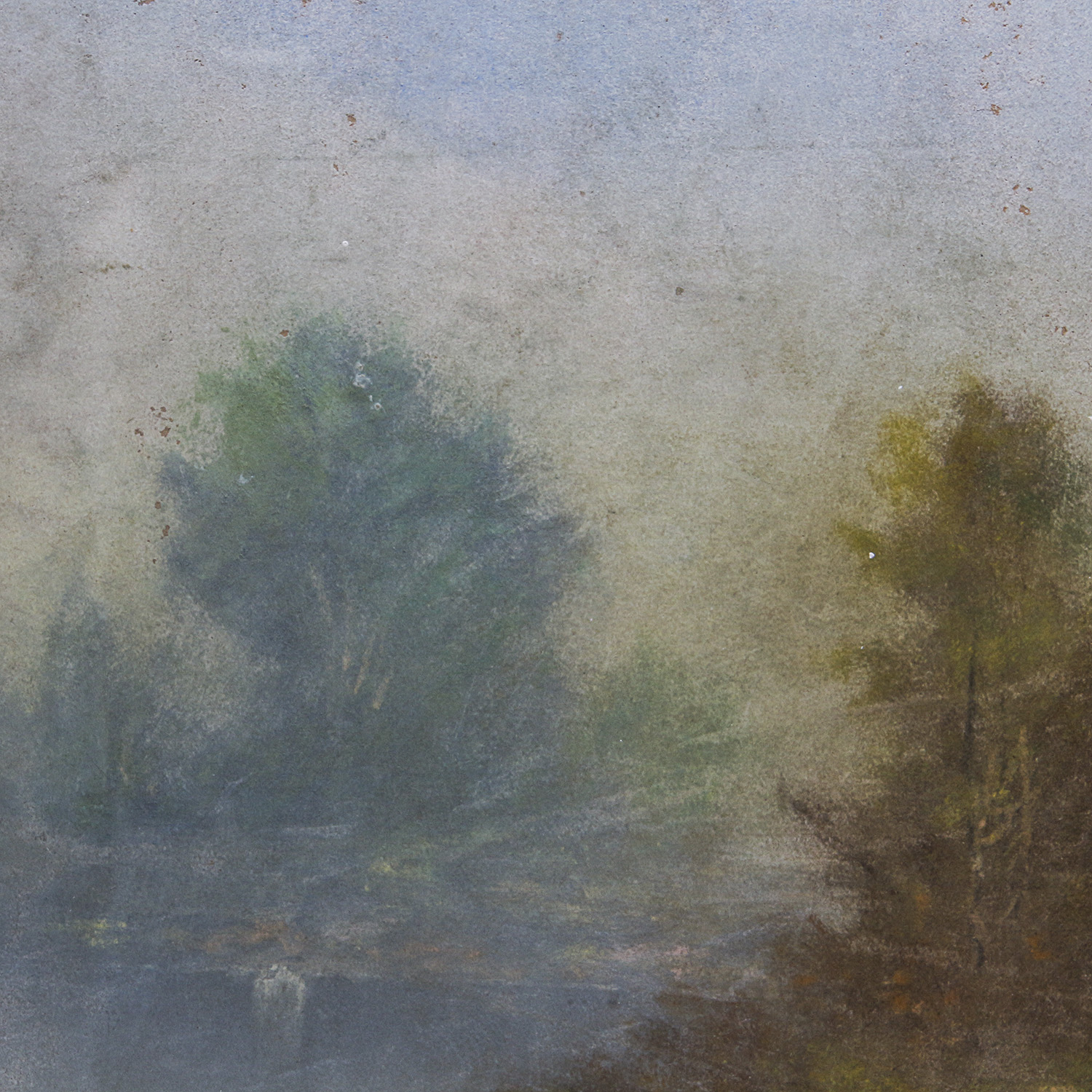 Antique Signed Original Chalk Pastel Landscape