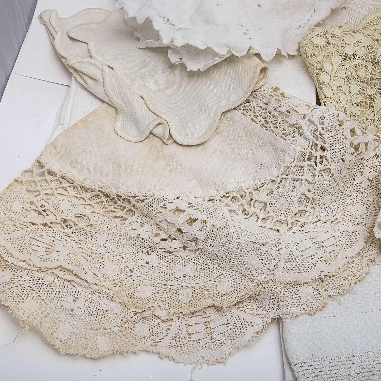 Collection of Vintage Lace, Trims, and Linens