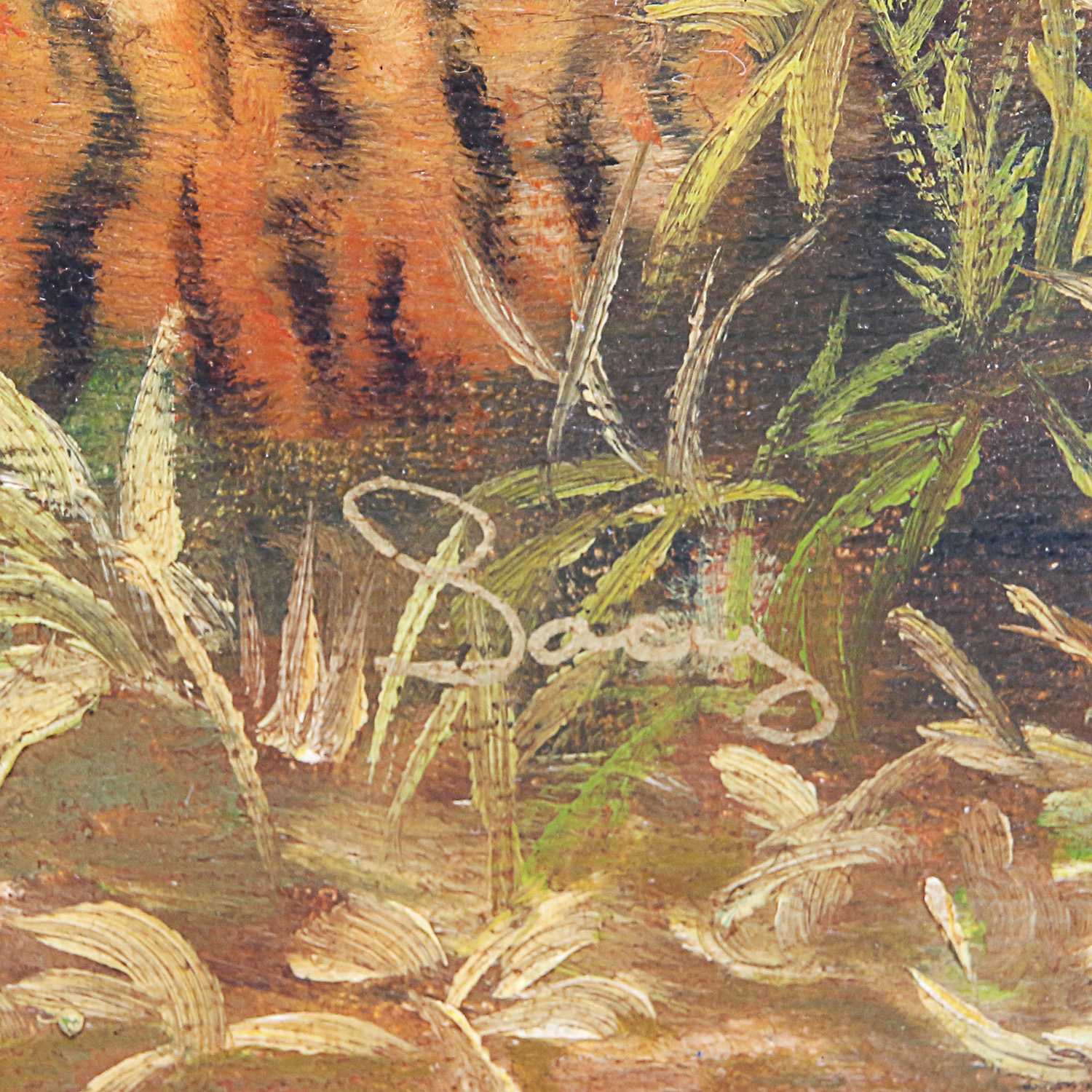 Collection of Home Decor including Original Tiger Oil Paintings and Onyx Table Clock