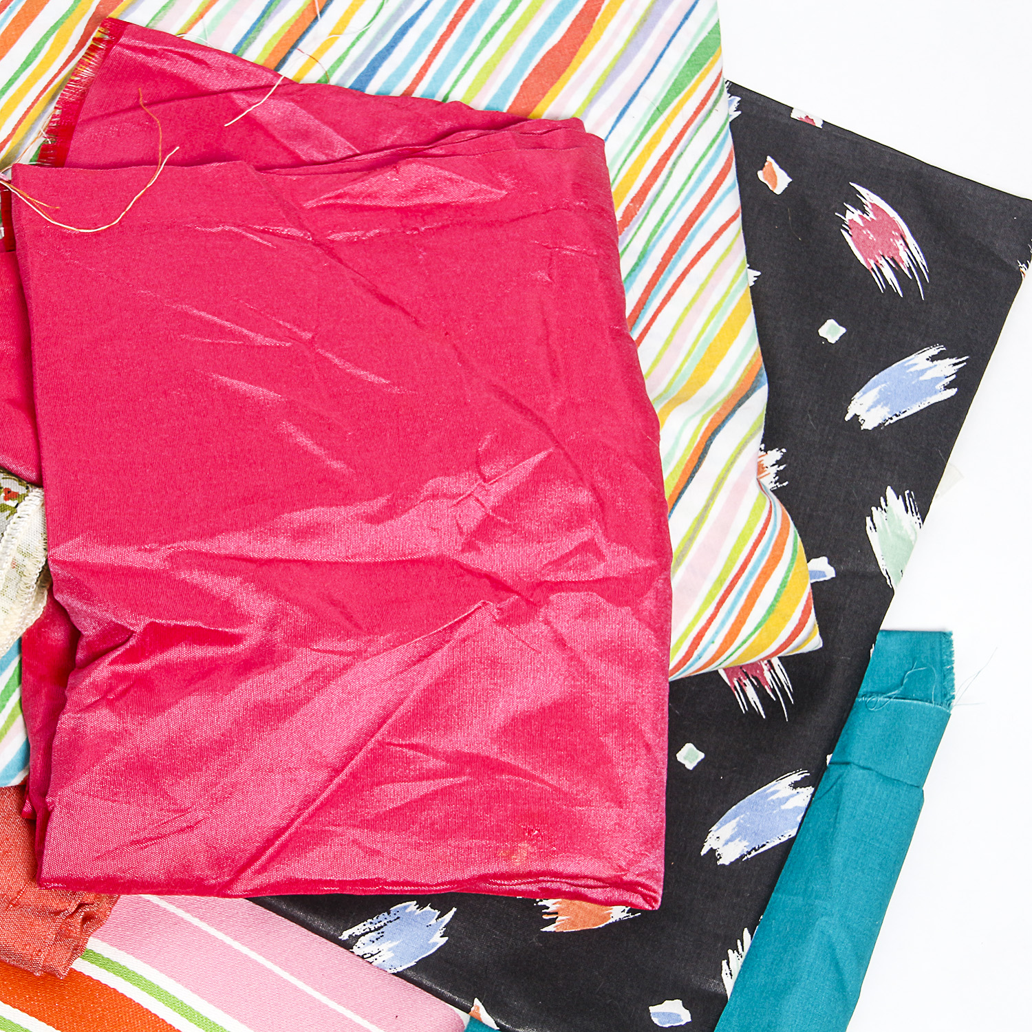 Collection of Mid-Century Fabric including Pillow Sham and Patchwork Rug