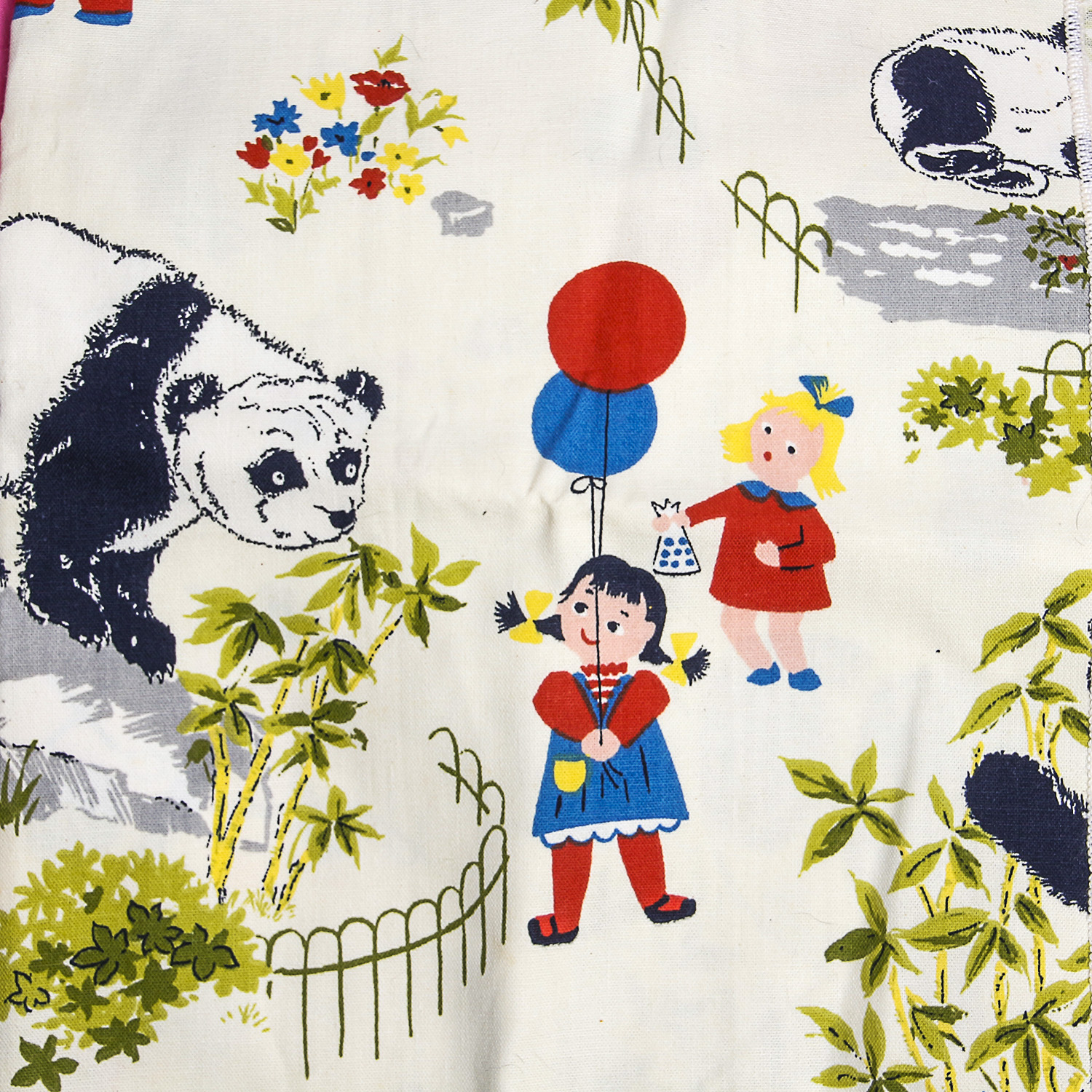 Collection of Mid-Century Fabric including Pillow Sham and Patchwork Rug