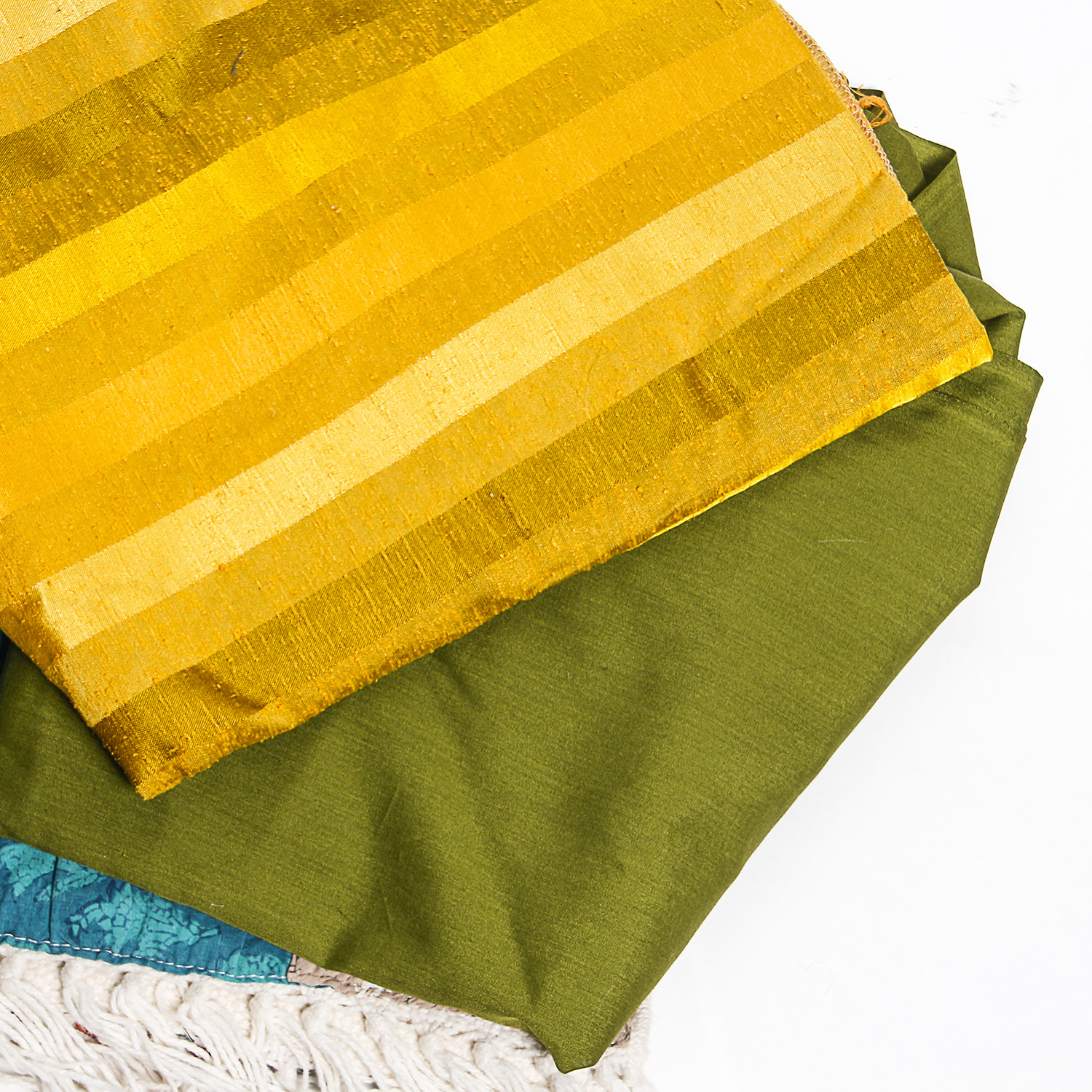 Collection of Mid-Century Fabric including Pillow Sham and Patchwork Rug