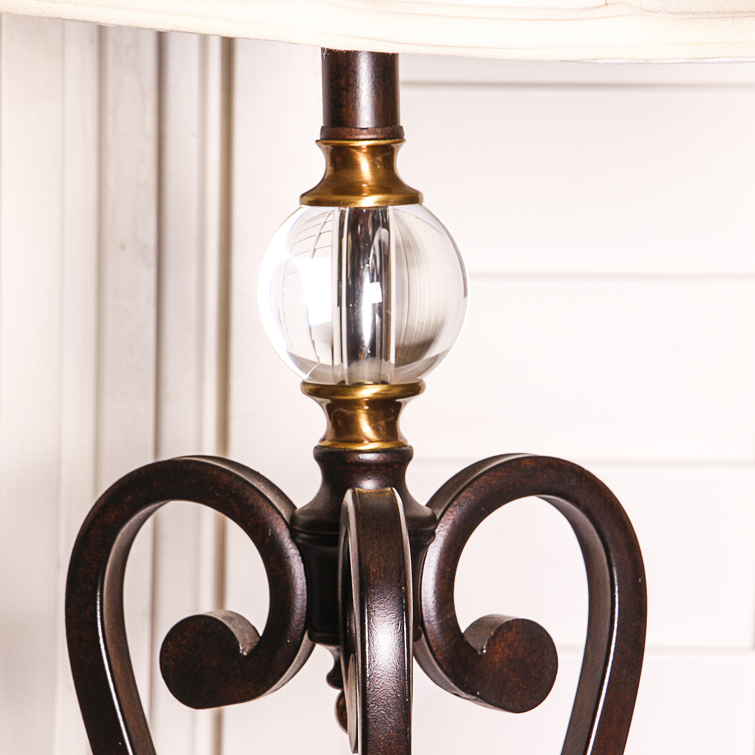 Neiman Marcus Horchow Wrought Iron and Crystal Floor Lamp