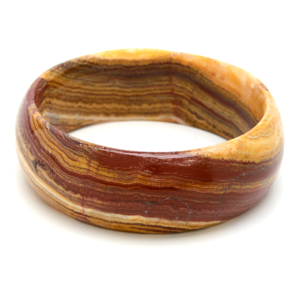 Polished Banded Agate Bangle Bracelet