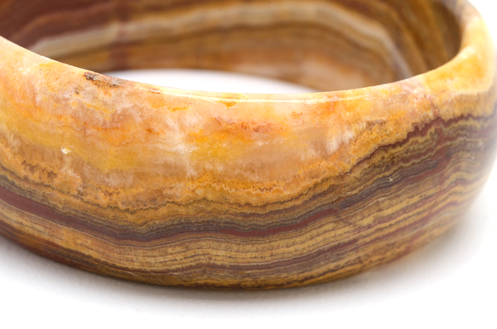 Polished Banded Agate Bangle Bracelet