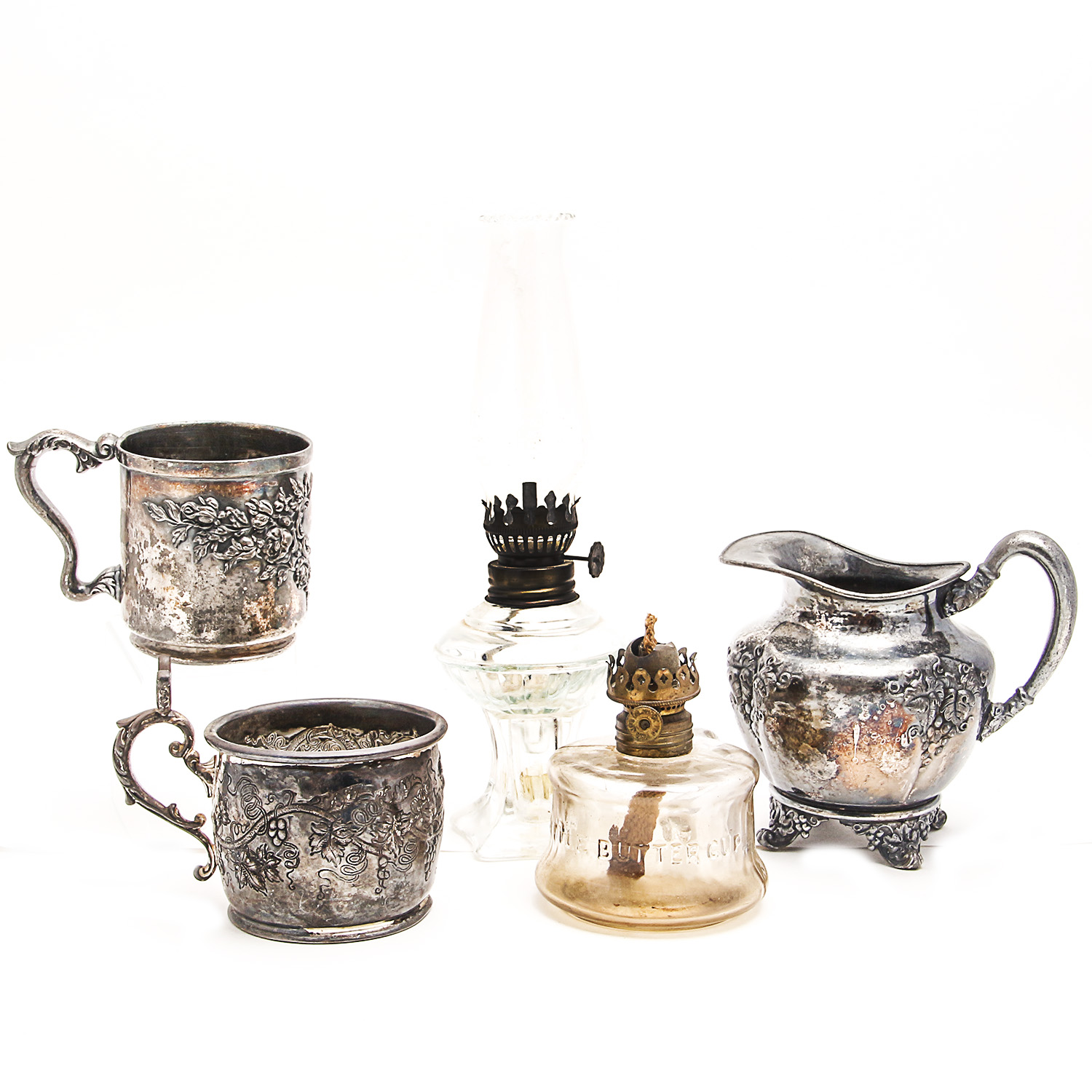 Collection of Vintage Silver Plated Tableware and Glass Lanterns