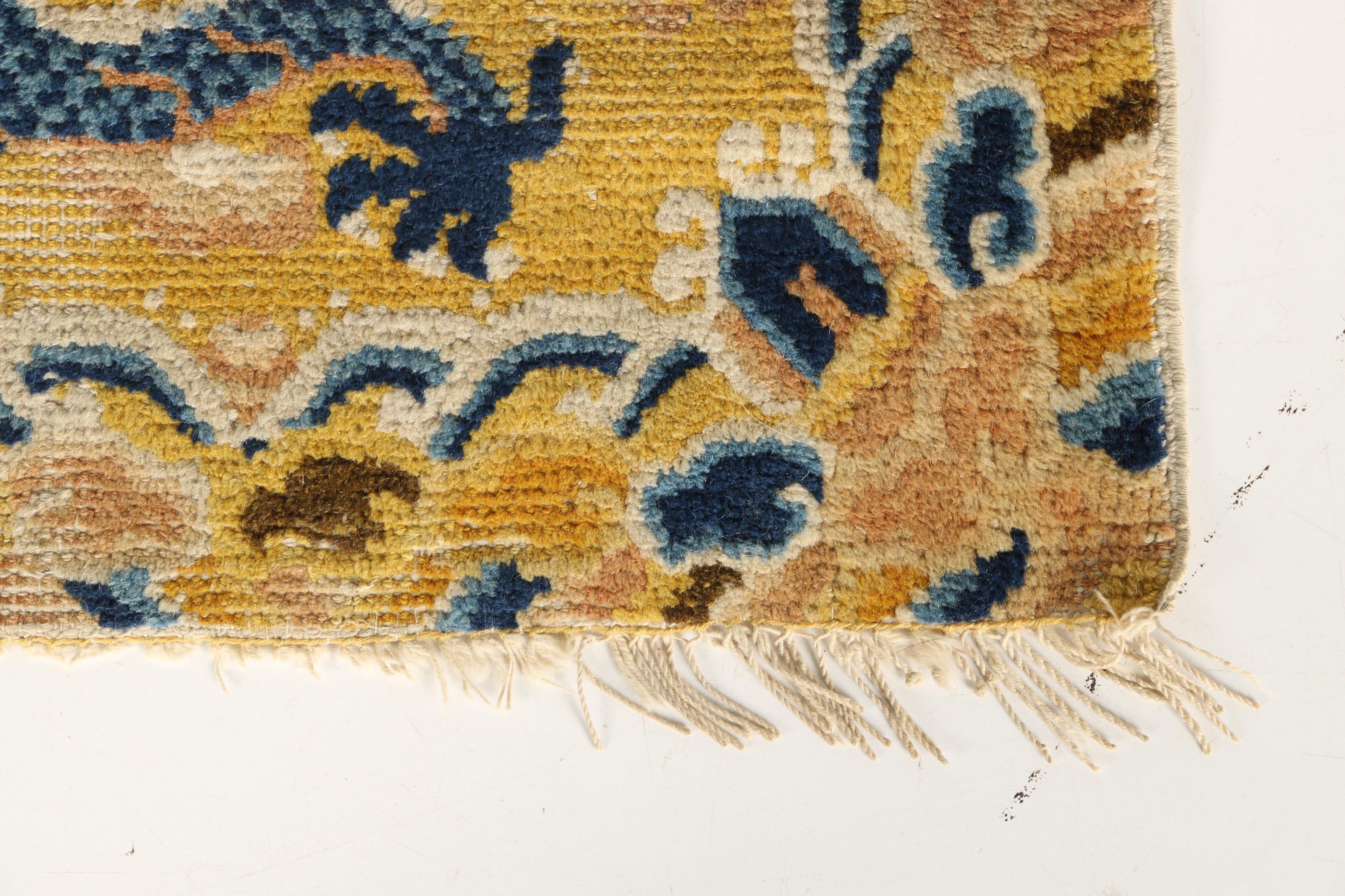 Hand Knotted Tibetan Dragon Accent Rug