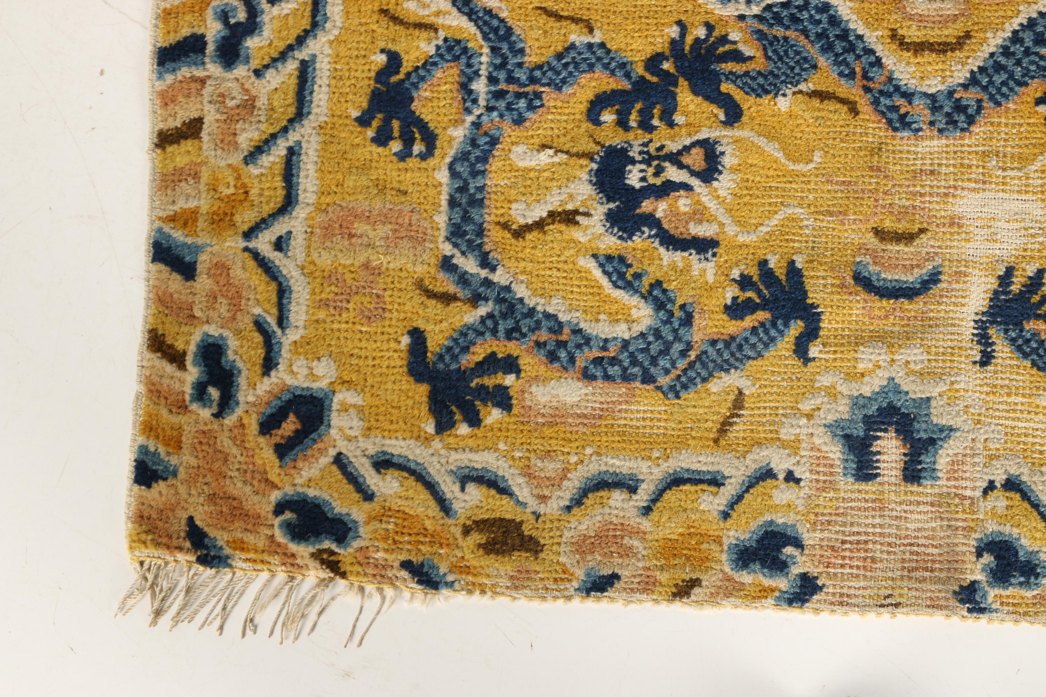 Hand Knotted Tibetan Dragon Accent Rug