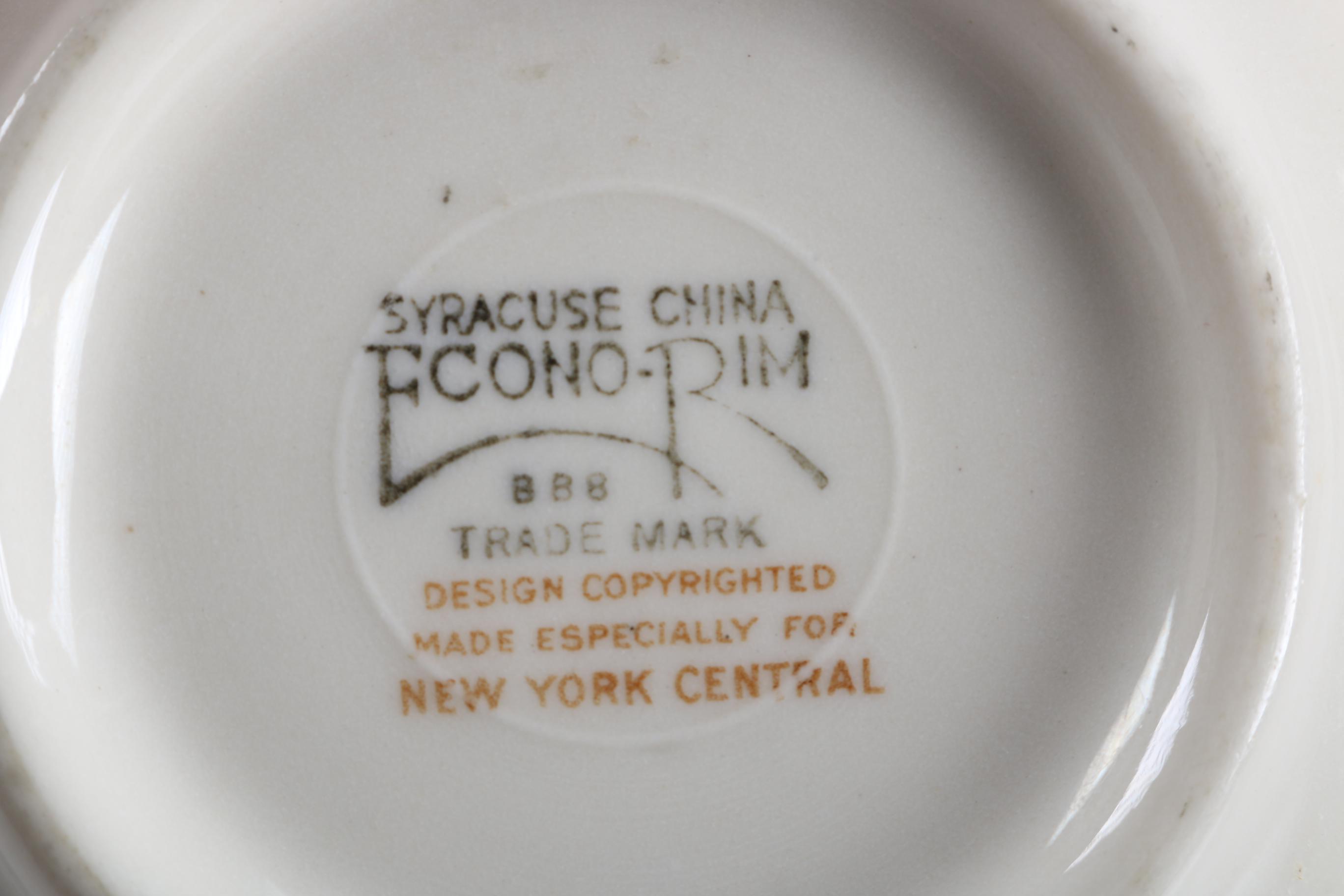 Vintage New York Central Railway System Syracuse Tableware in "Mercury Brown"