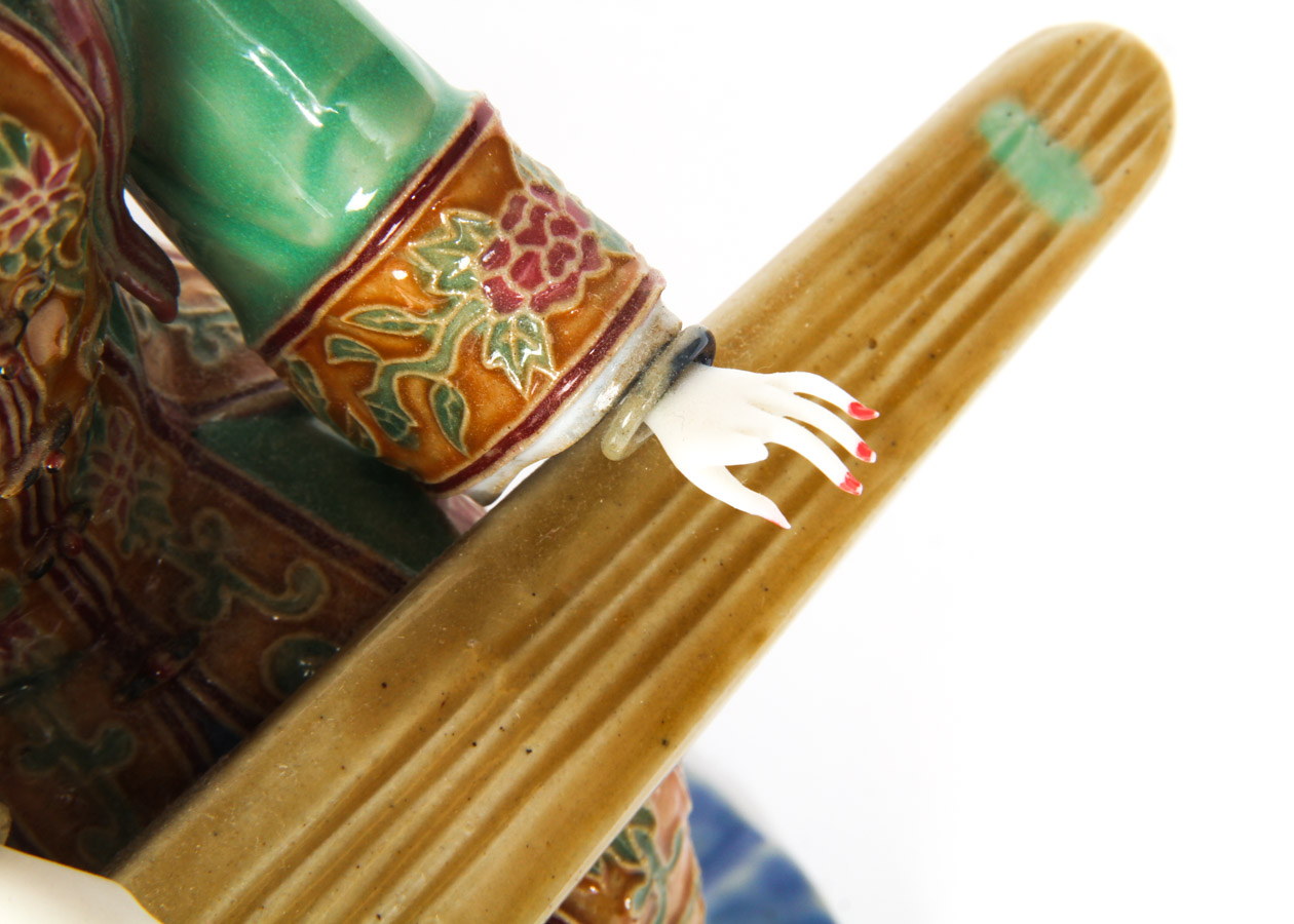 Chinese Ceramic Figure of Girl Playing Guqin