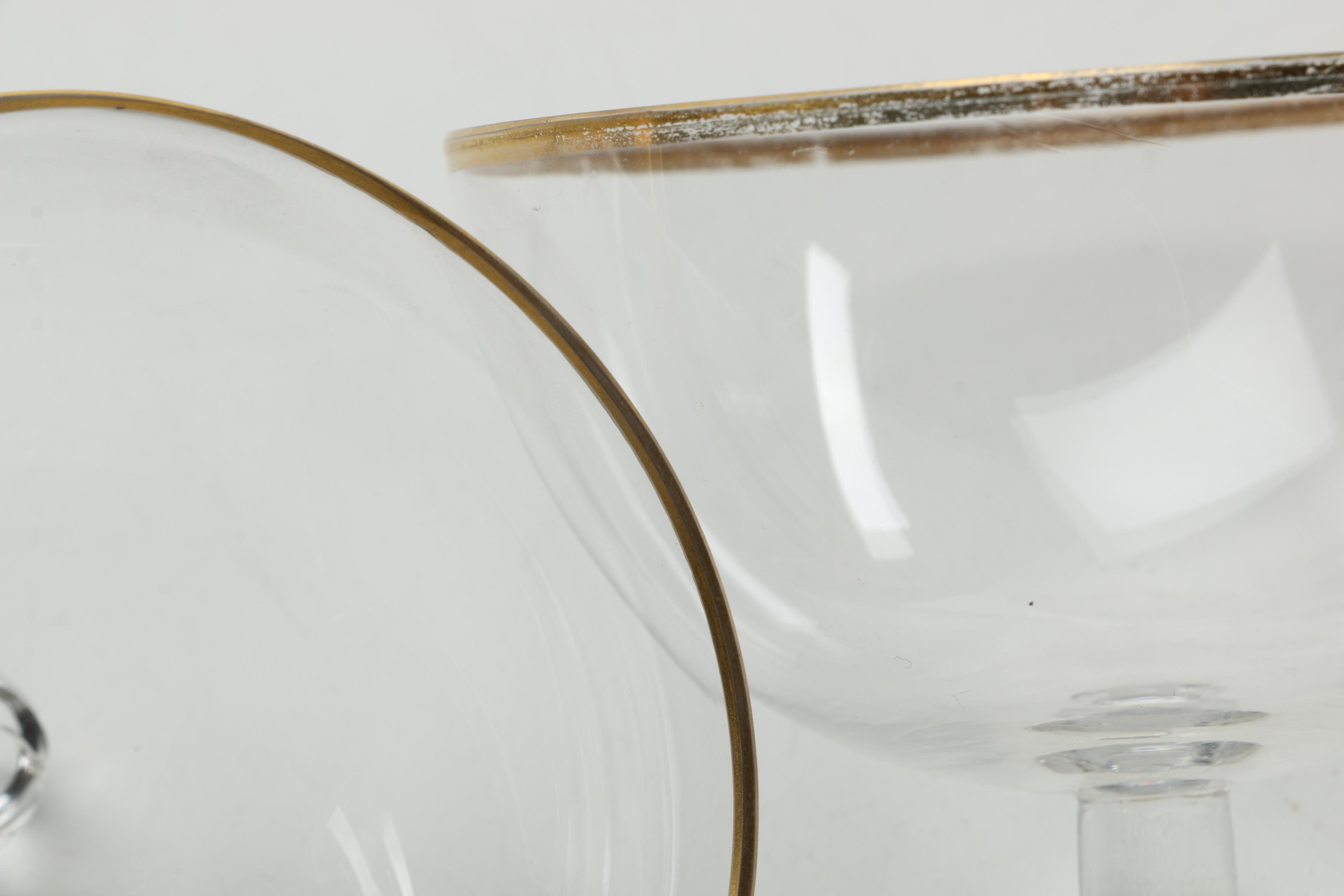 Antique Hand-Painted Shrimp Cocktail Glass Set