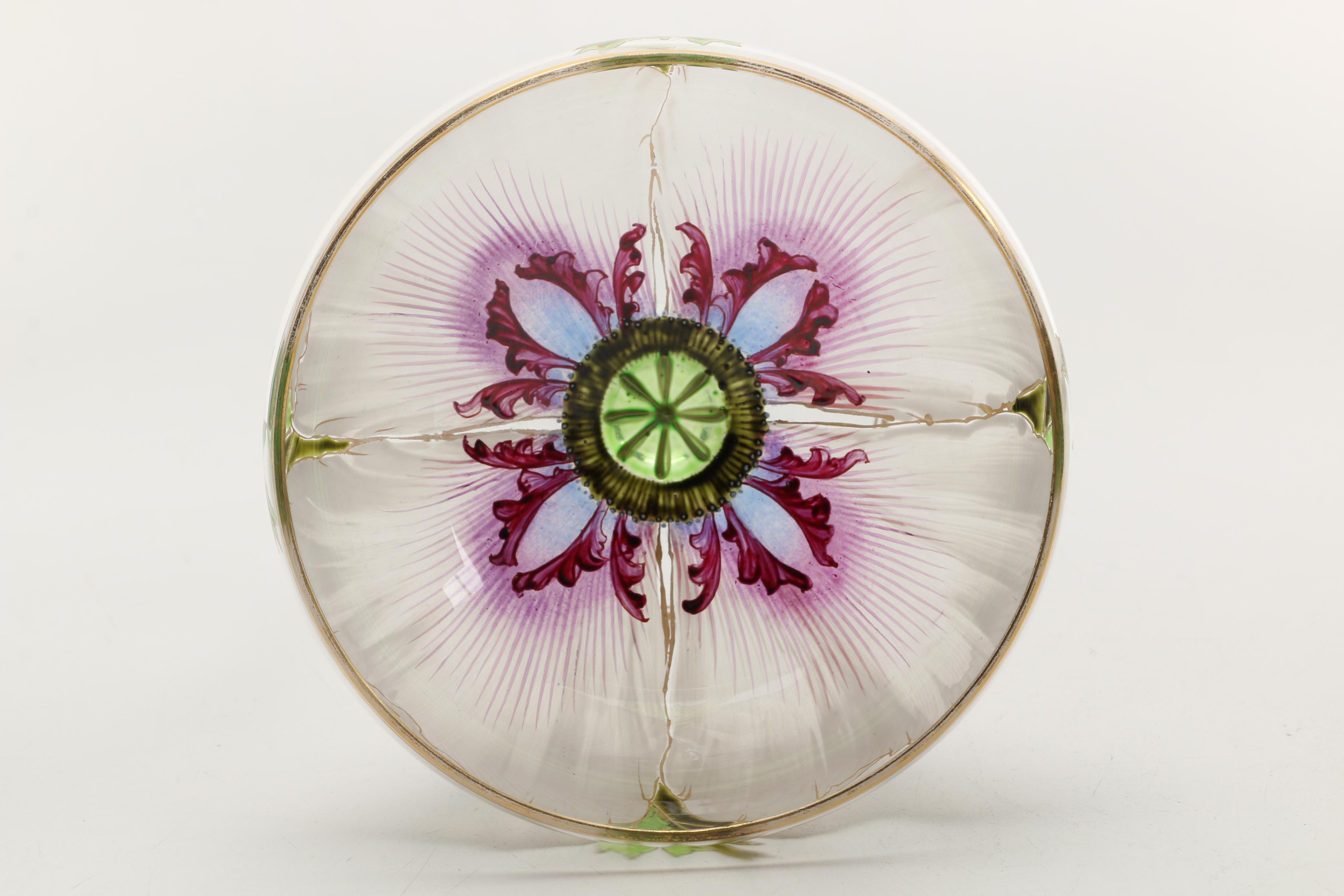 Antique Hand-Painted Shrimp Cocktail Glass Set