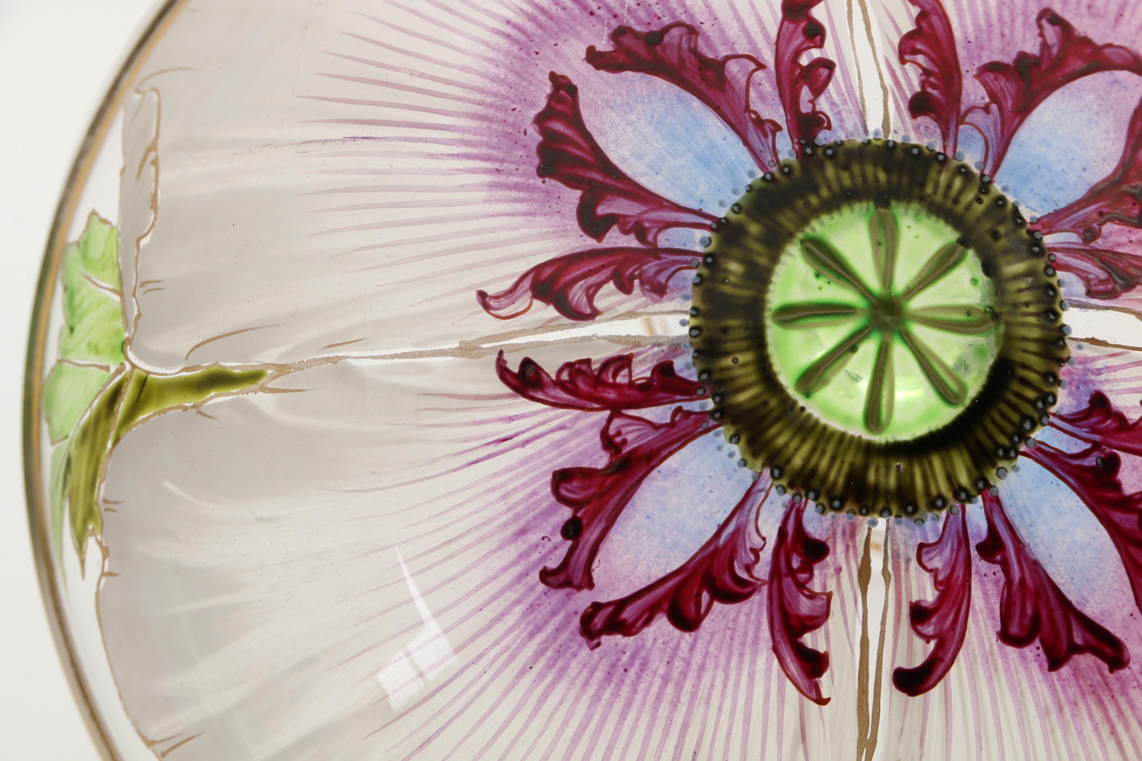 Antique Hand-Painted Shrimp Cocktail Glass Set