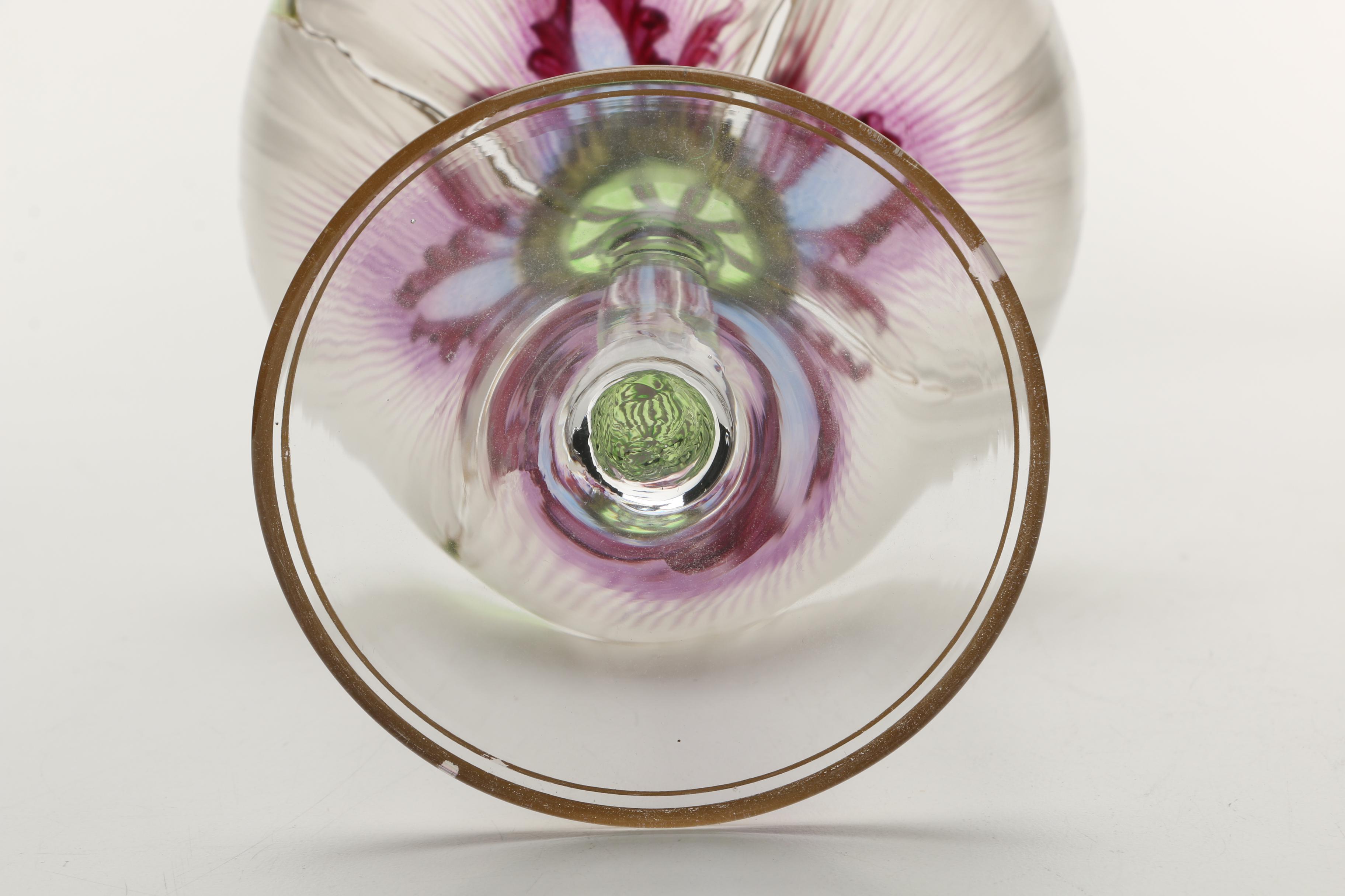 Antique Hand-Painted Shrimp Cocktail Glass Set