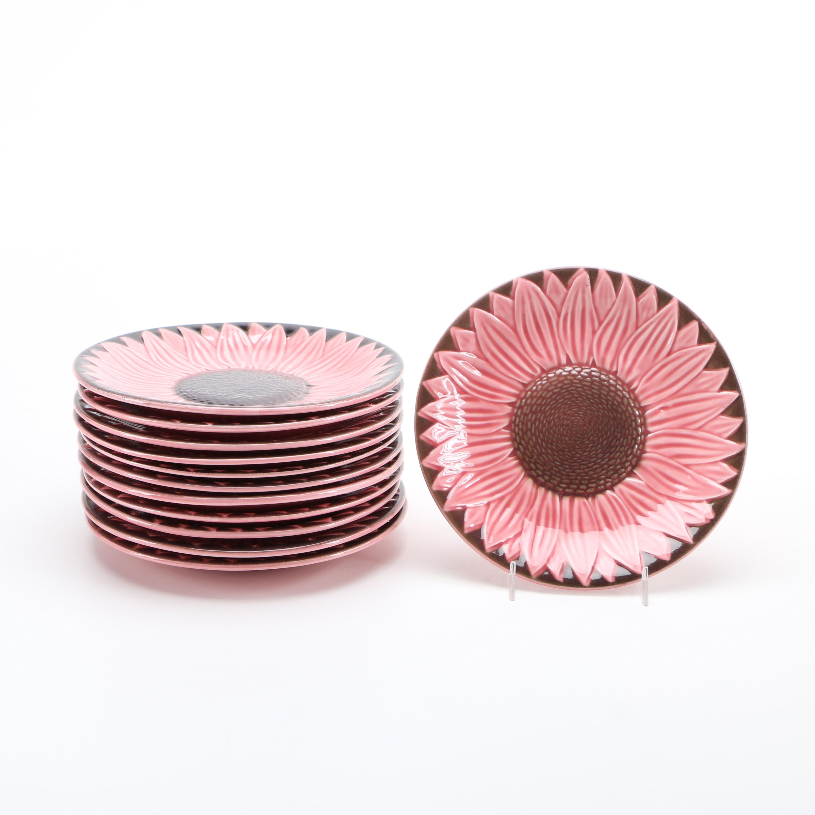Majolica Paience d'Art Proceram Pink Sunflower Plates
