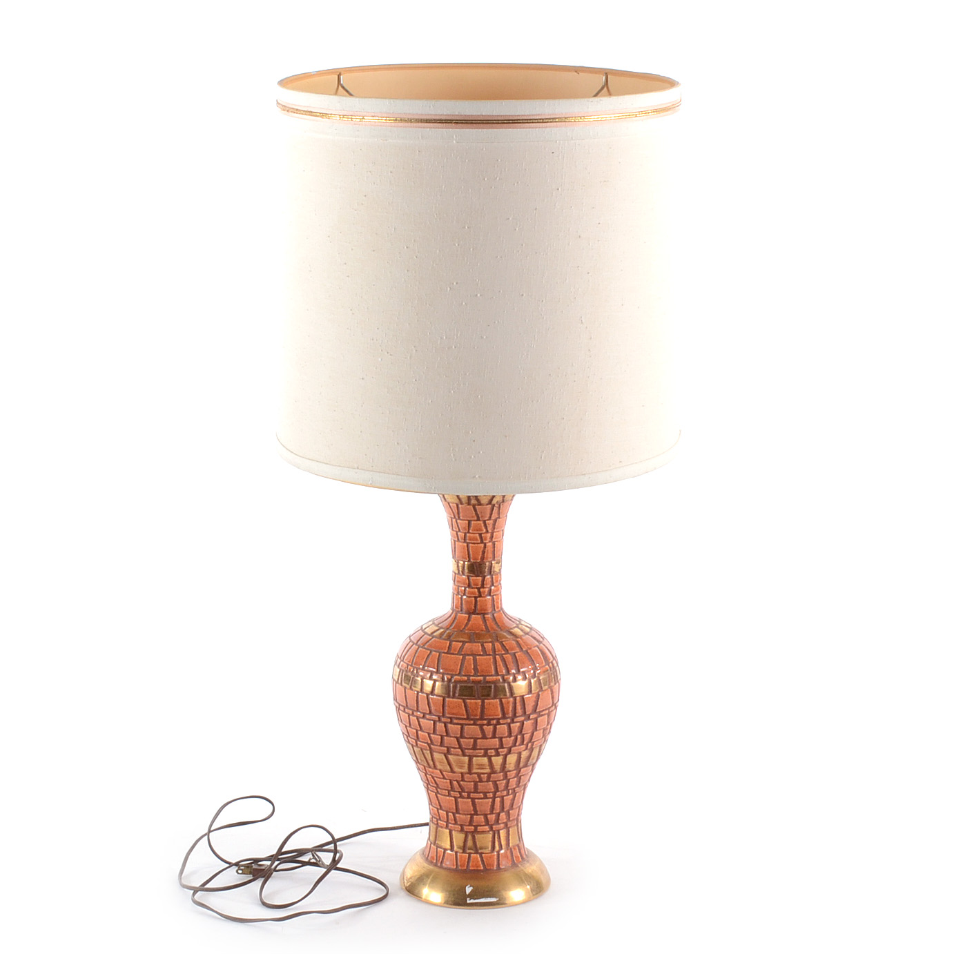 Orange and Gilt Mosaic Ceramic Lamp