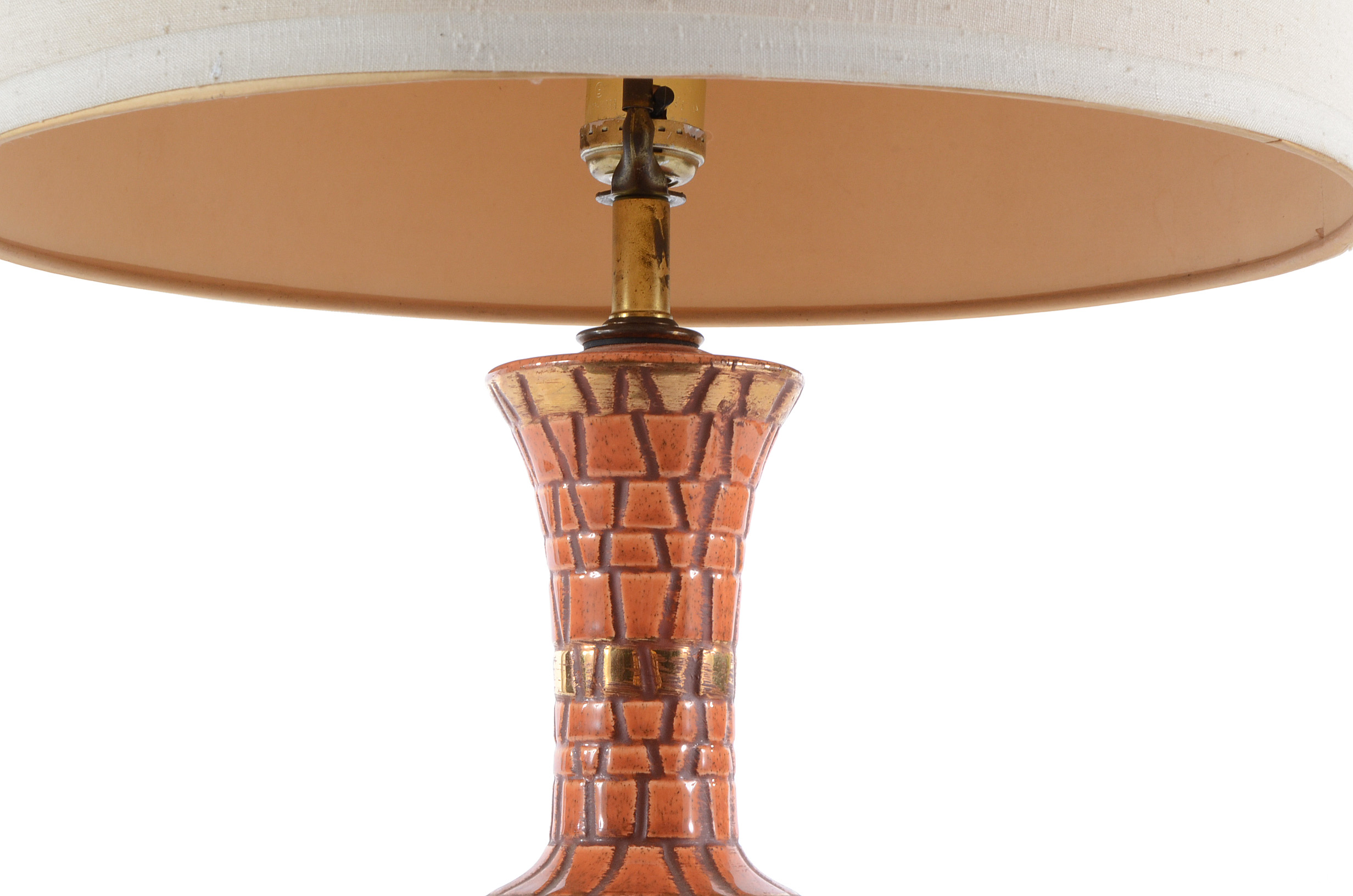 Orange and Gilt Mosaic Ceramic Lamp