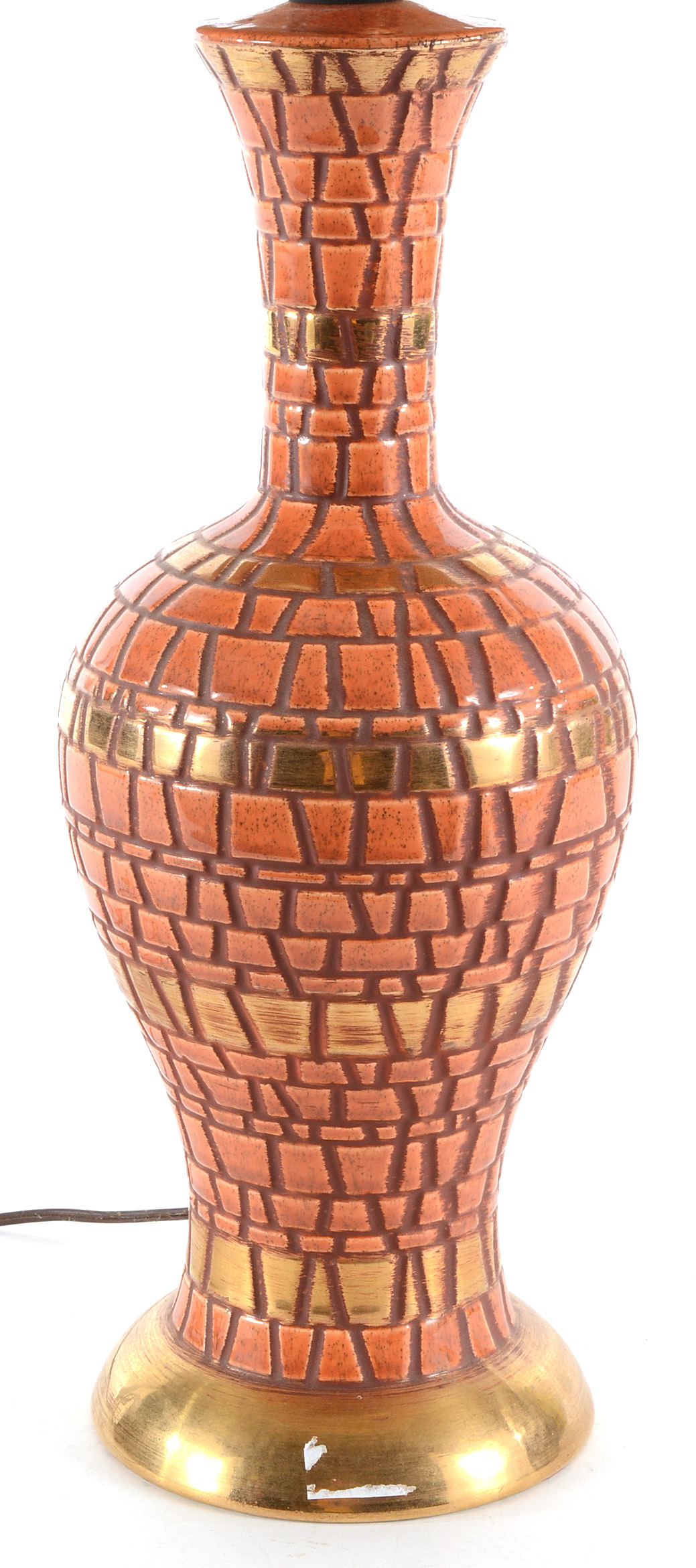 Orange and Gilt Mosaic Ceramic Lamp