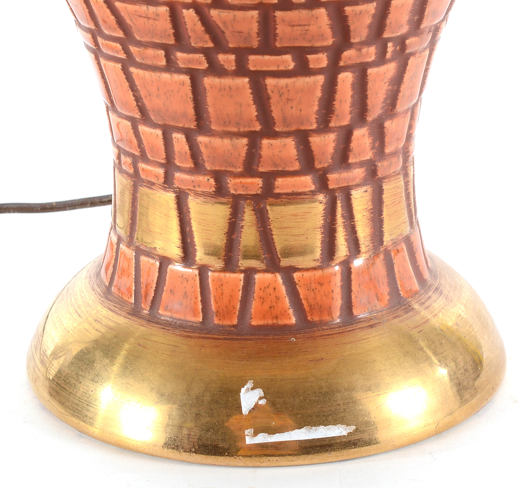 Orange and Gilt Mosaic Ceramic Lamp