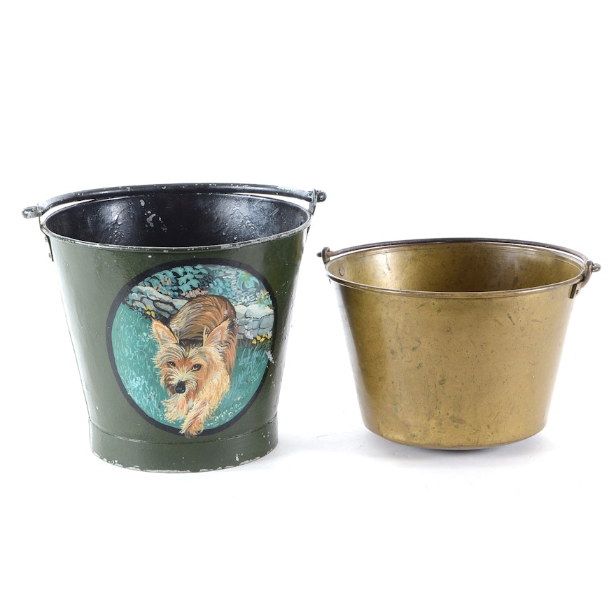 Pair of Antique and Vintage Metal Buckets