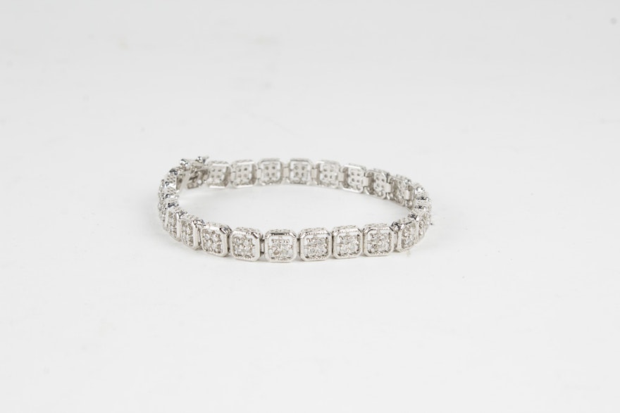 14K White Gold 2.00 CTW Diamond Link Bracelet