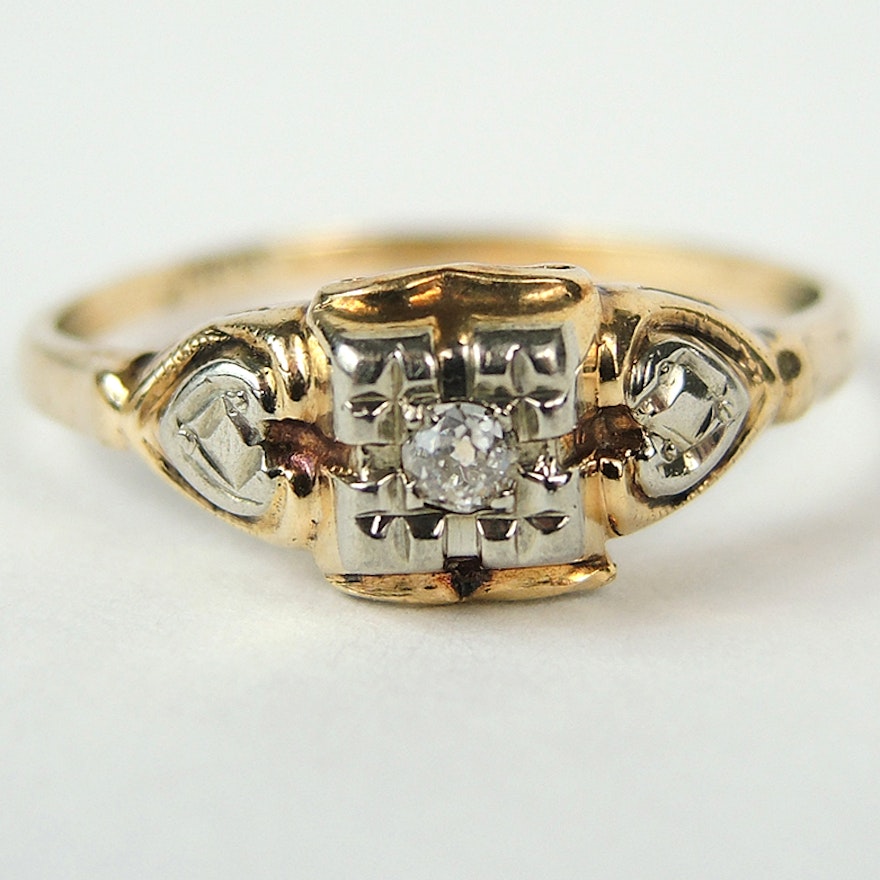 Vintage 10K Gold Diamond Ring