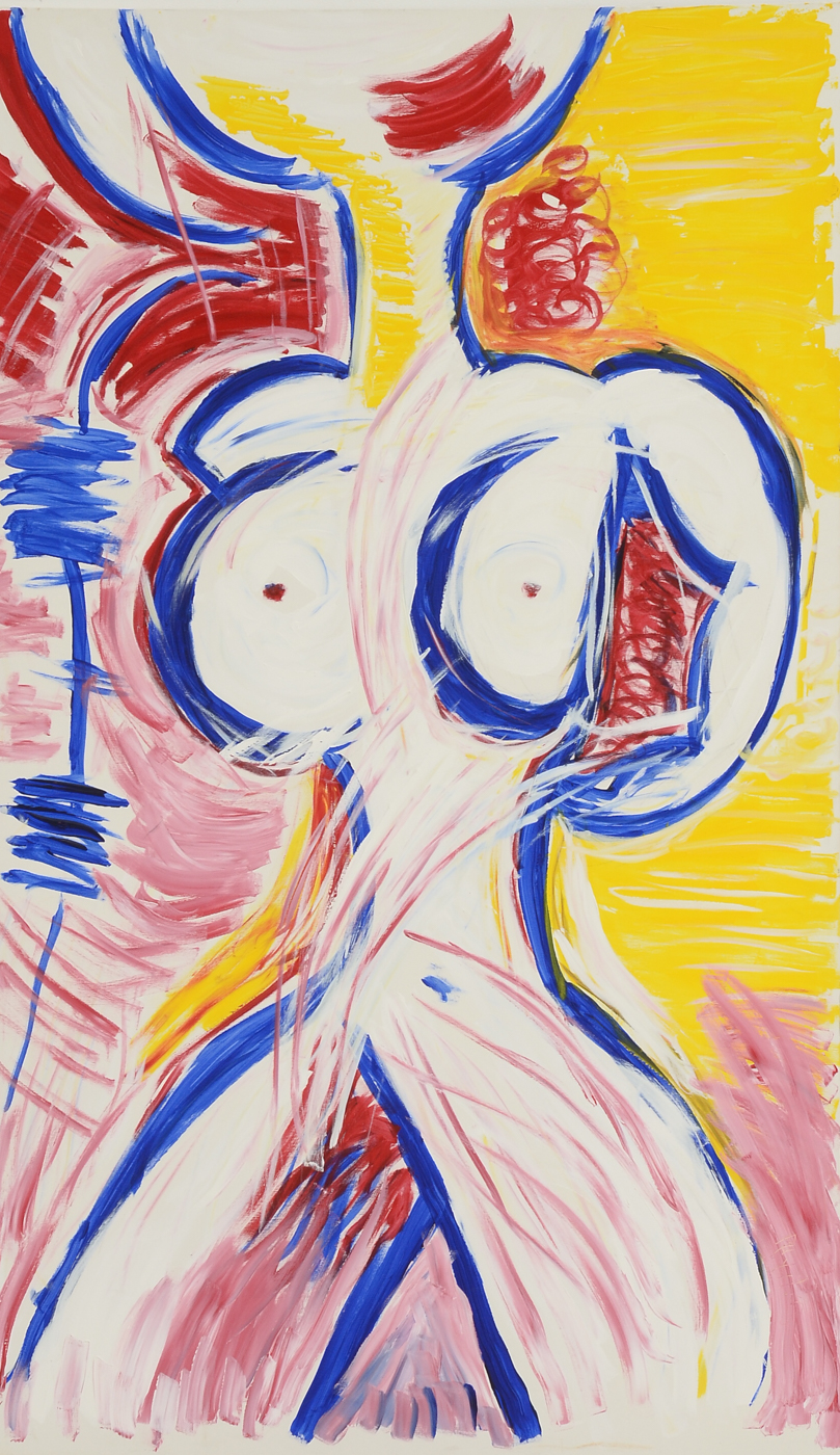 Phyllis Rinaldi Original Large-Scale Acrylic on Canvas "Nude in Primary Colors"