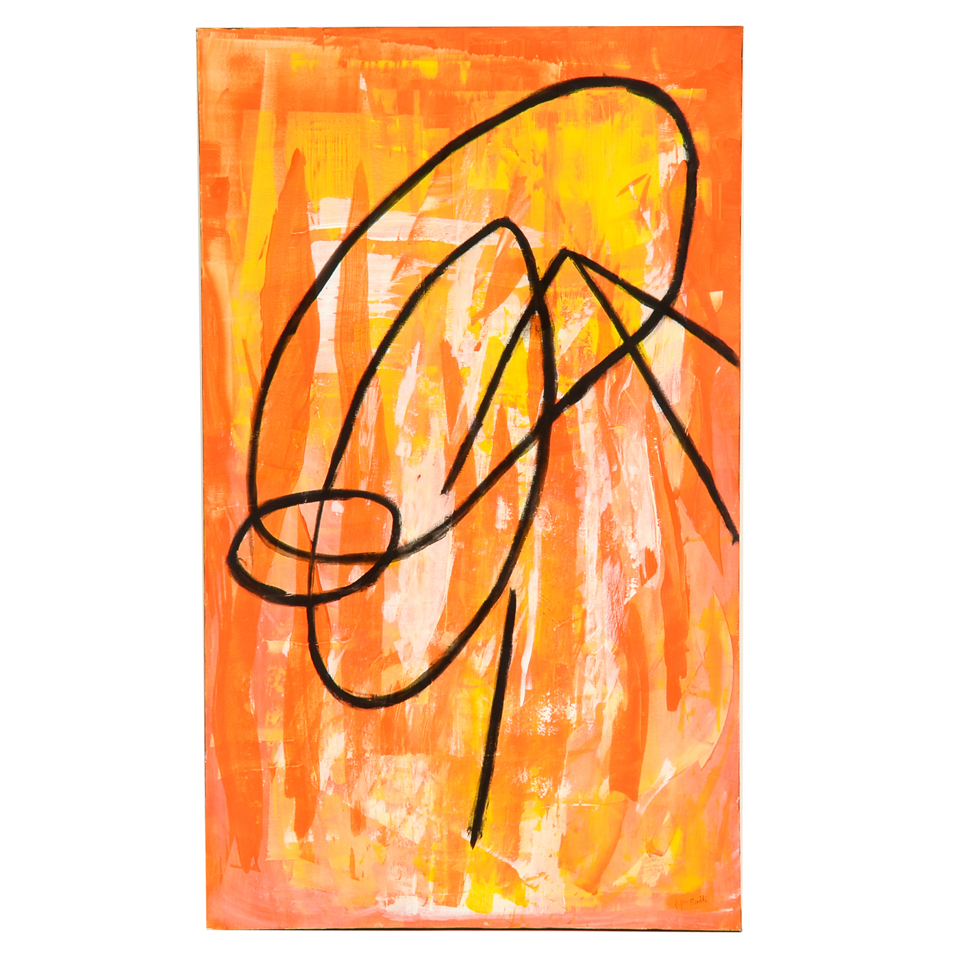 Phyllis Rinaldi Original 2012 Acrylic on Canvas "Large Orange Beatnik"