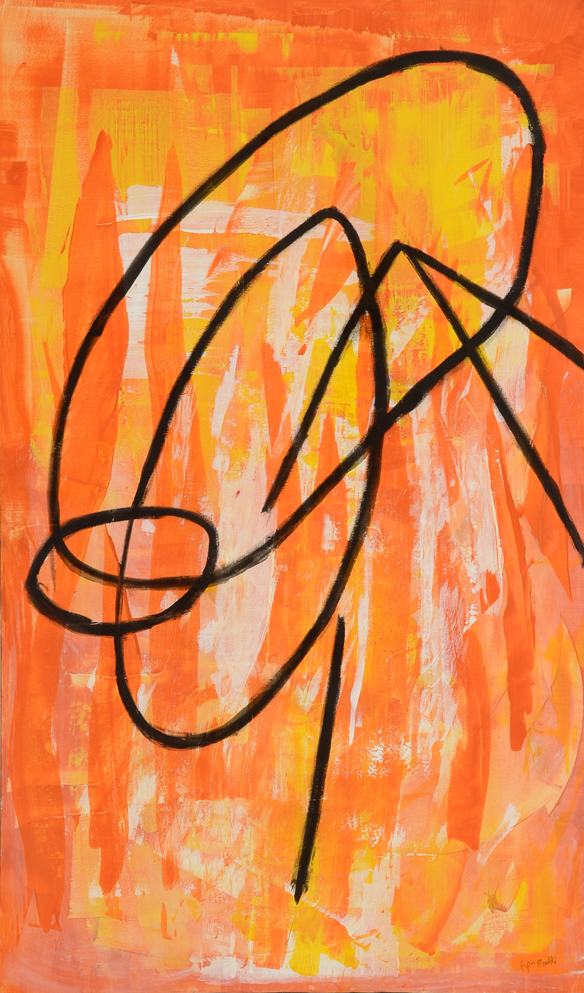 Phyllis Rinaldi Original 2012 Acrylic on Canvas "Large Orange Beatnik"