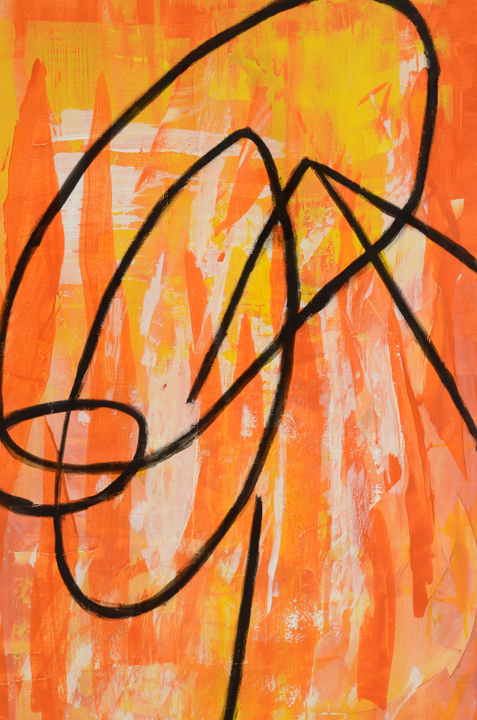 Phyllis Rinaldi Original 2012 Acrylic on Canvas "Large Orange Beatnik"